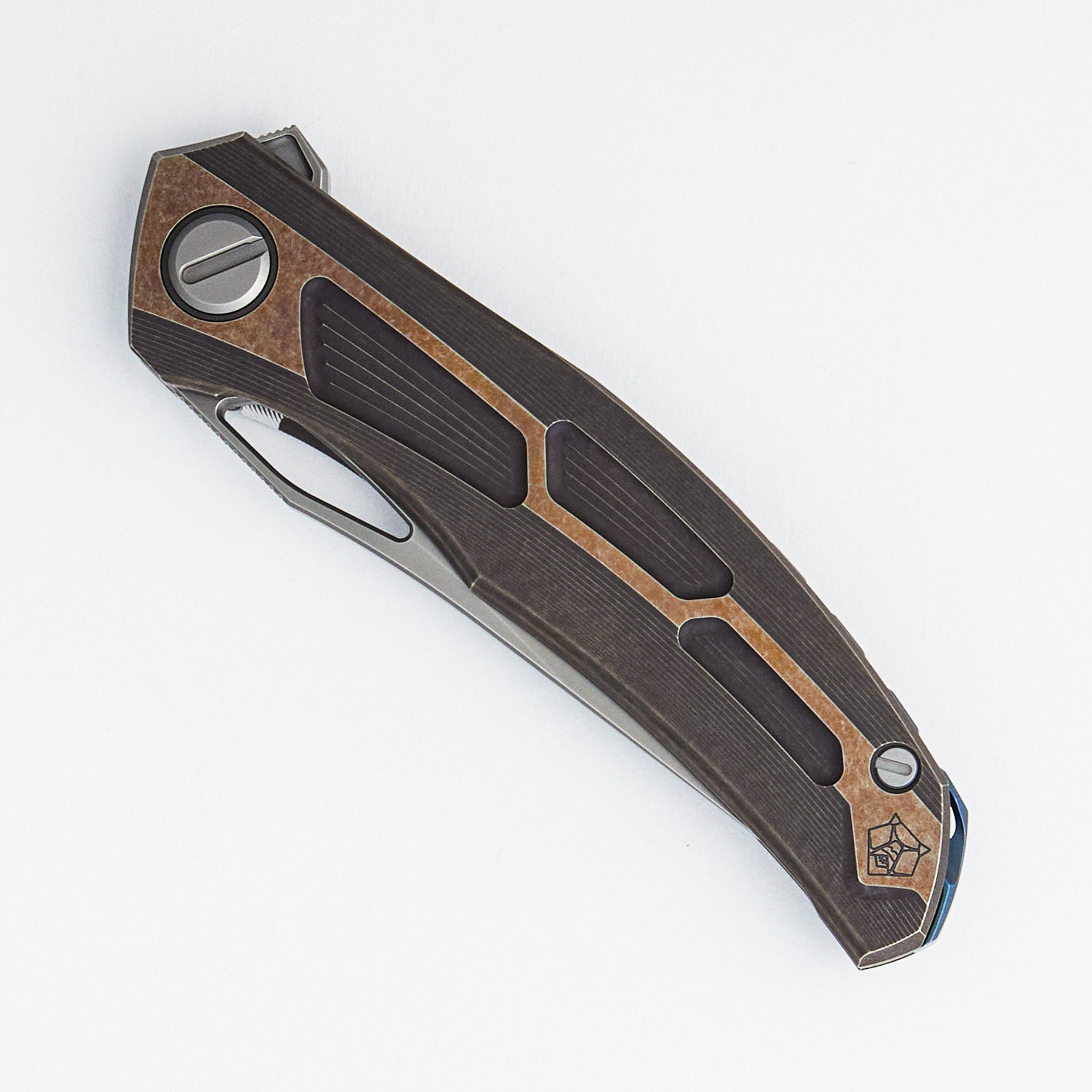 Quantum - M390 Blade - Bronze Ano Titanium Handle - Blue Ano Accents - MRBS