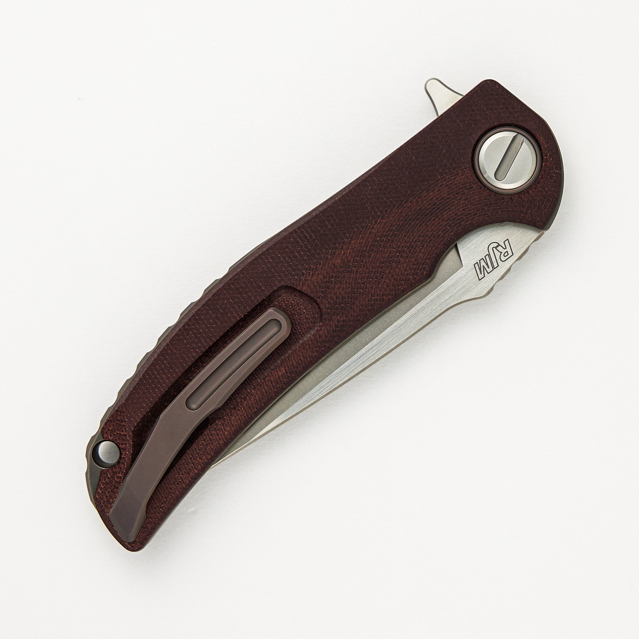 Shirogorov "Limited Edition" RJ Martin Design Soft Overkill - M398 Blade - Maroon Canvas Micarta Handle - RBS