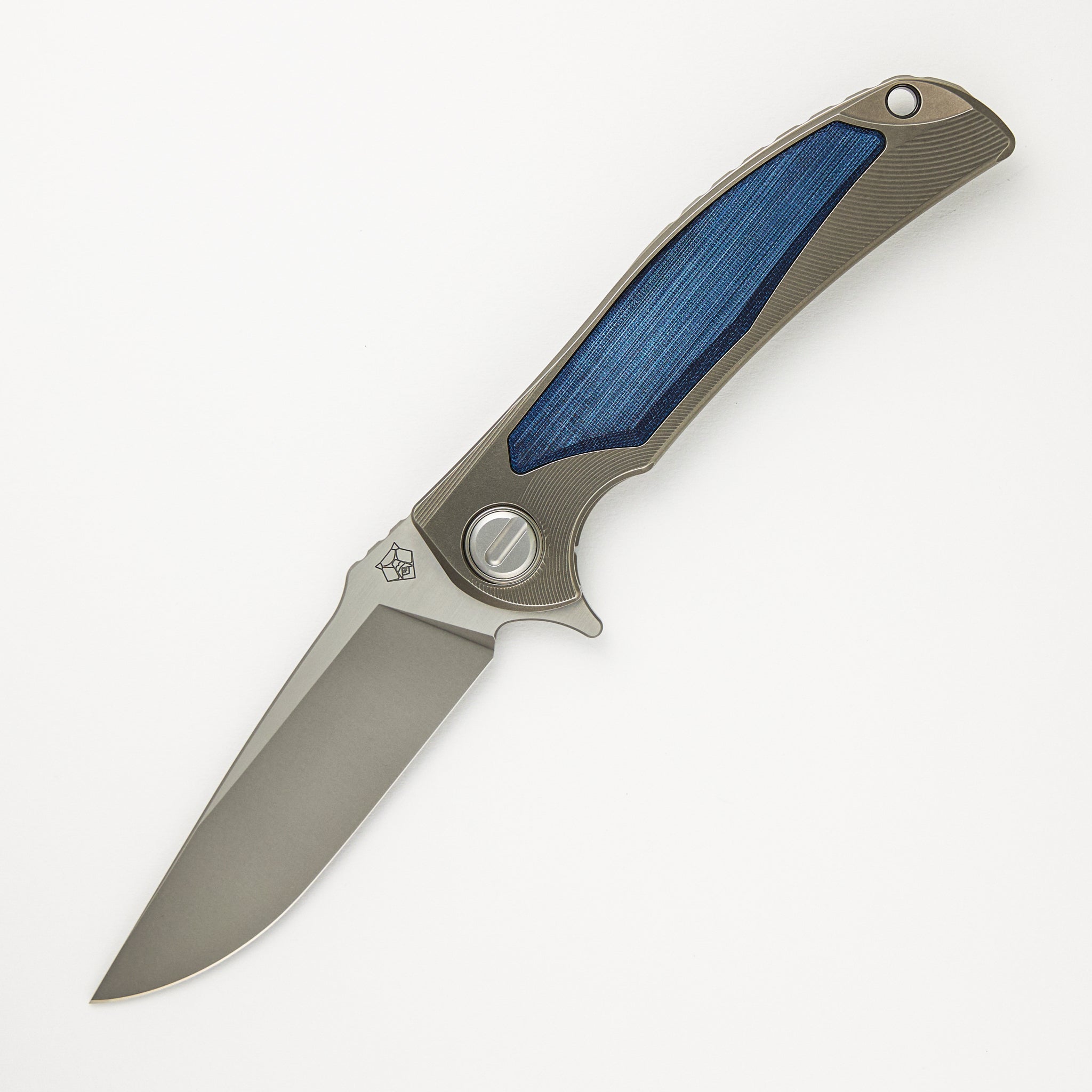 Shirogorov "Limited Edition" RJ Martin Design Denim Overkill - S90V Blade - Titanium Handle W/ Jeans Micarta Inlays - SRRBS