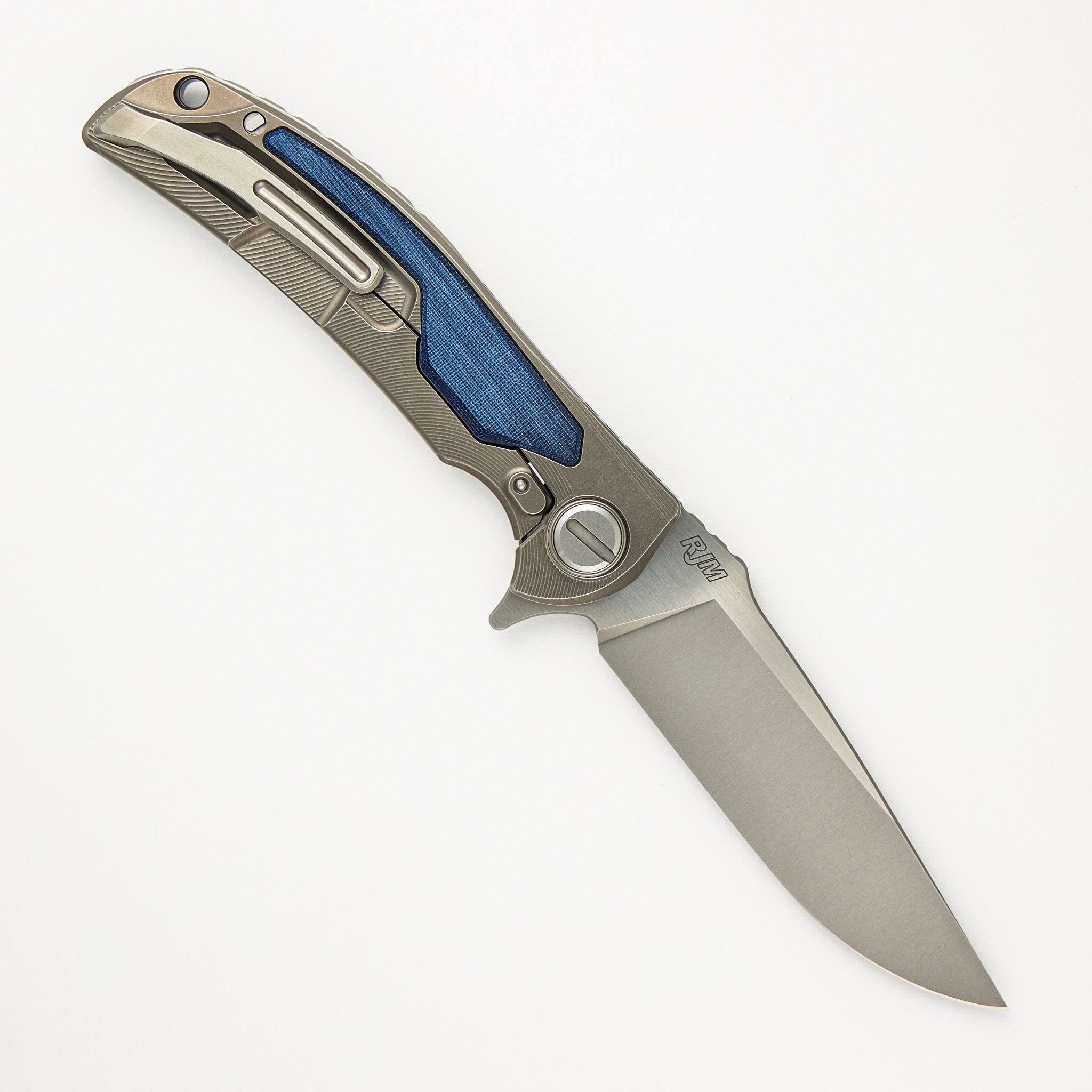 Shirogorov "Limited Edition" RJ Martin Design Denim Overkill - S90V Blade - Titanium Handle W/ Jeans Micarta Inlays - SRRBS