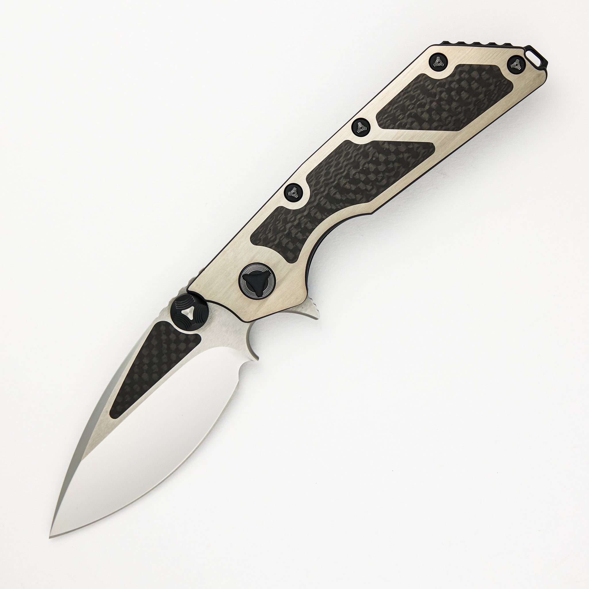 Marfione Custom Knives D.O.C. Manual - Hand Ground High Polish - 30K Layered CF Inlays S/N 011