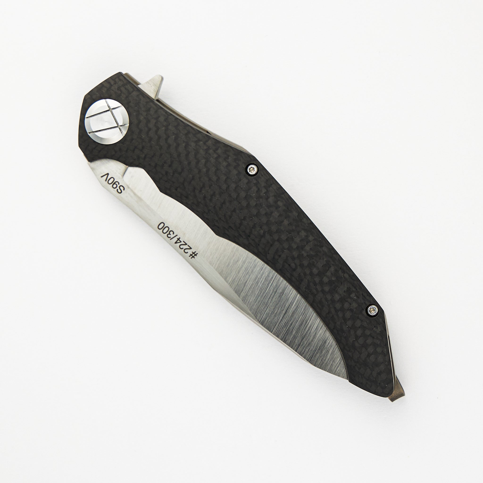 Custom Knife Factory / Alexey Konygin Design Asymmetric – Titanium/Carbon Fiber Handle – S90V Blade – 224/300