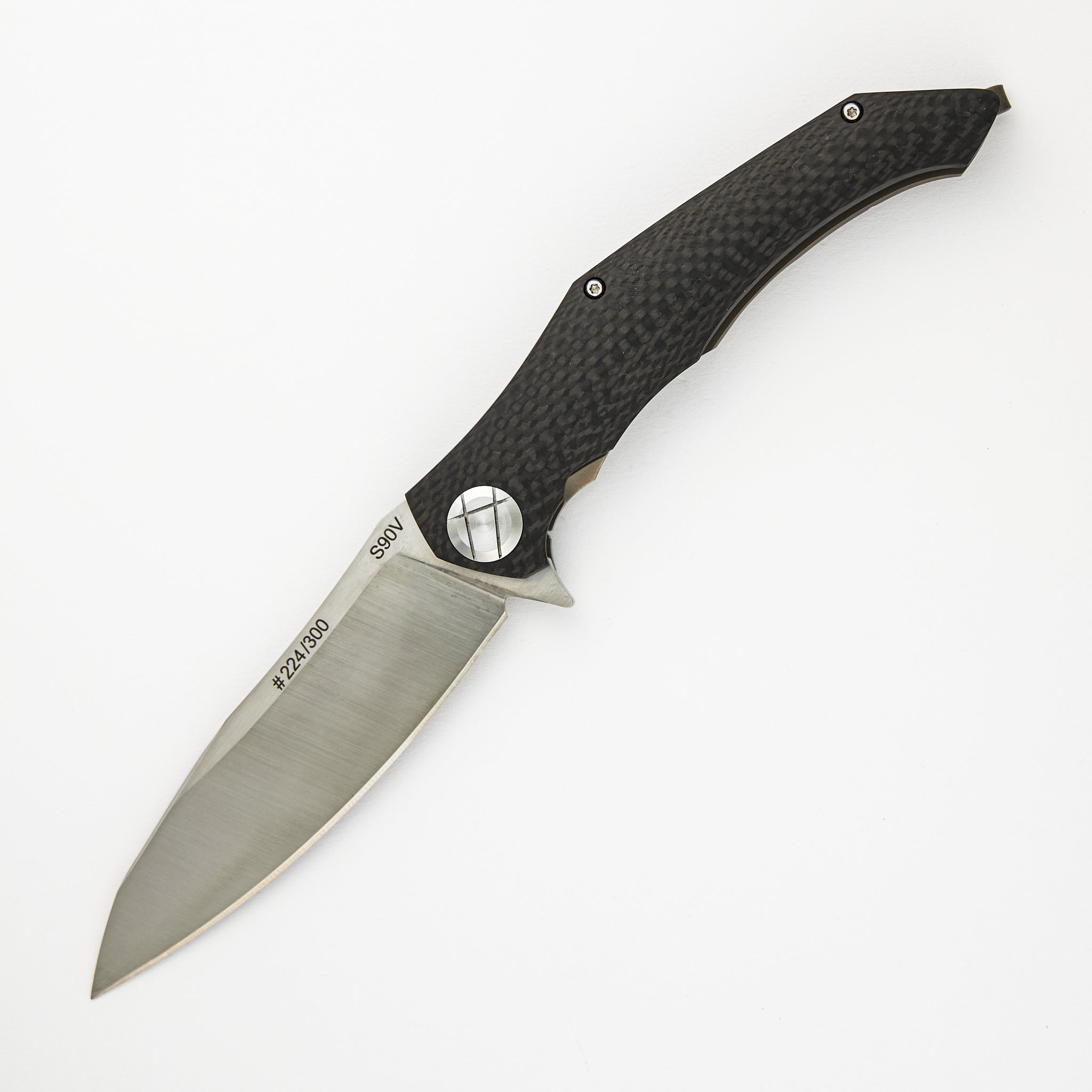 Custom Knife Factory / Alexey Konygin Design Asymmetric – Titanium/Carbon Fiber Handle – S90V Blade – 224/300