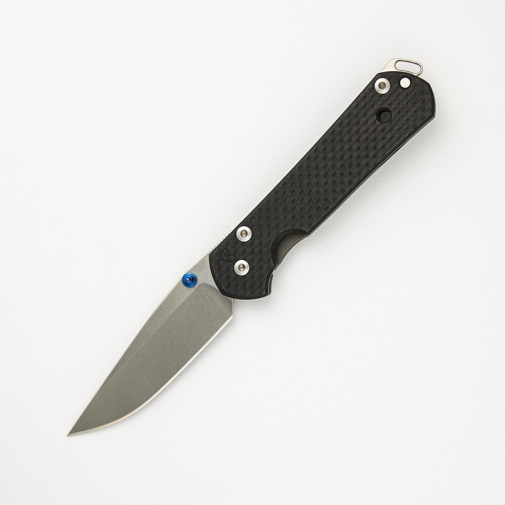 Chris Reeve Small Sebenza 21 - Carbon Fiber Handle - S35VN Blade - Blue Single Thumb Lug