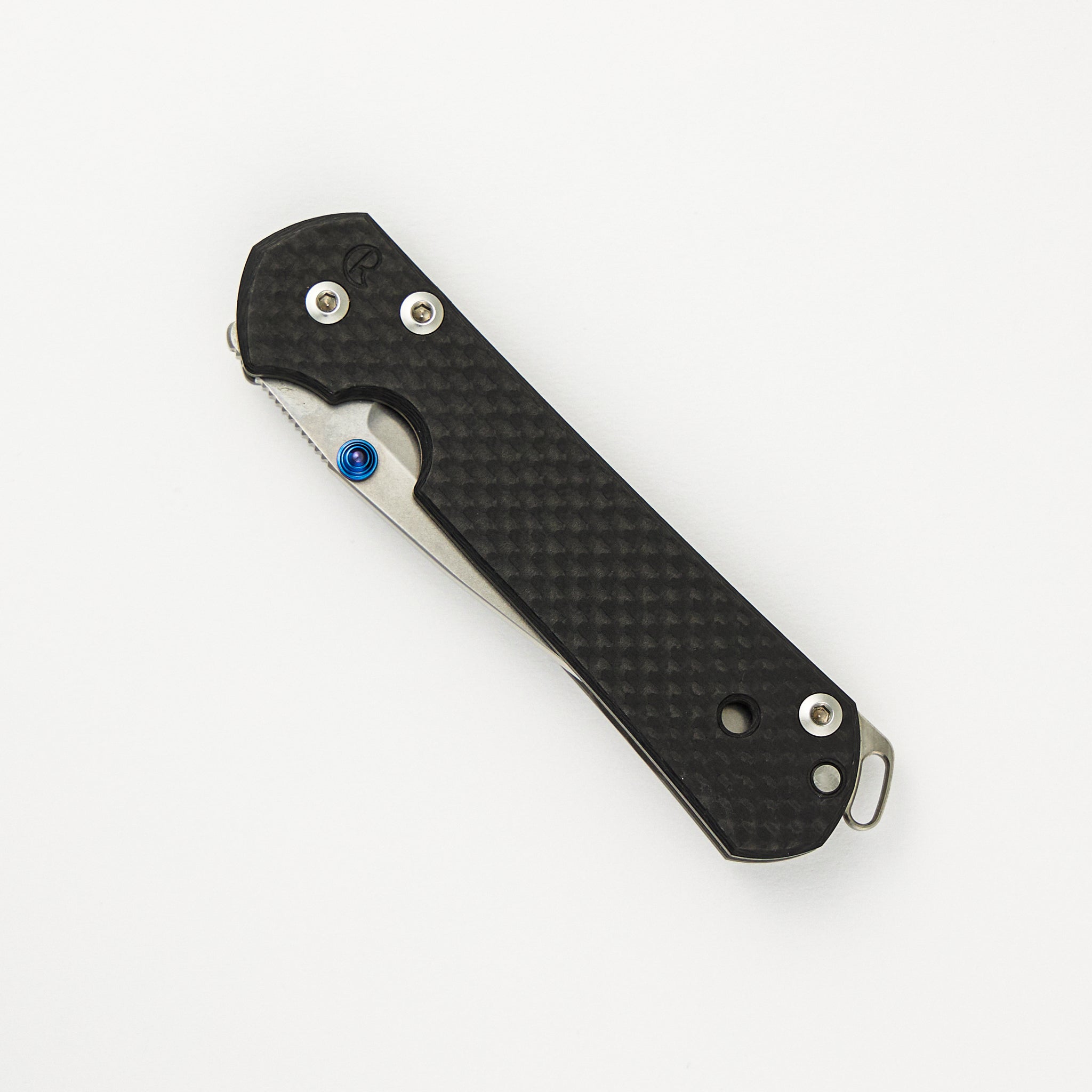 Chris Reeve Small Sebenza 21 - Carbon Fiber Handle - S35VN Blade - Blue Single Thumb Lug