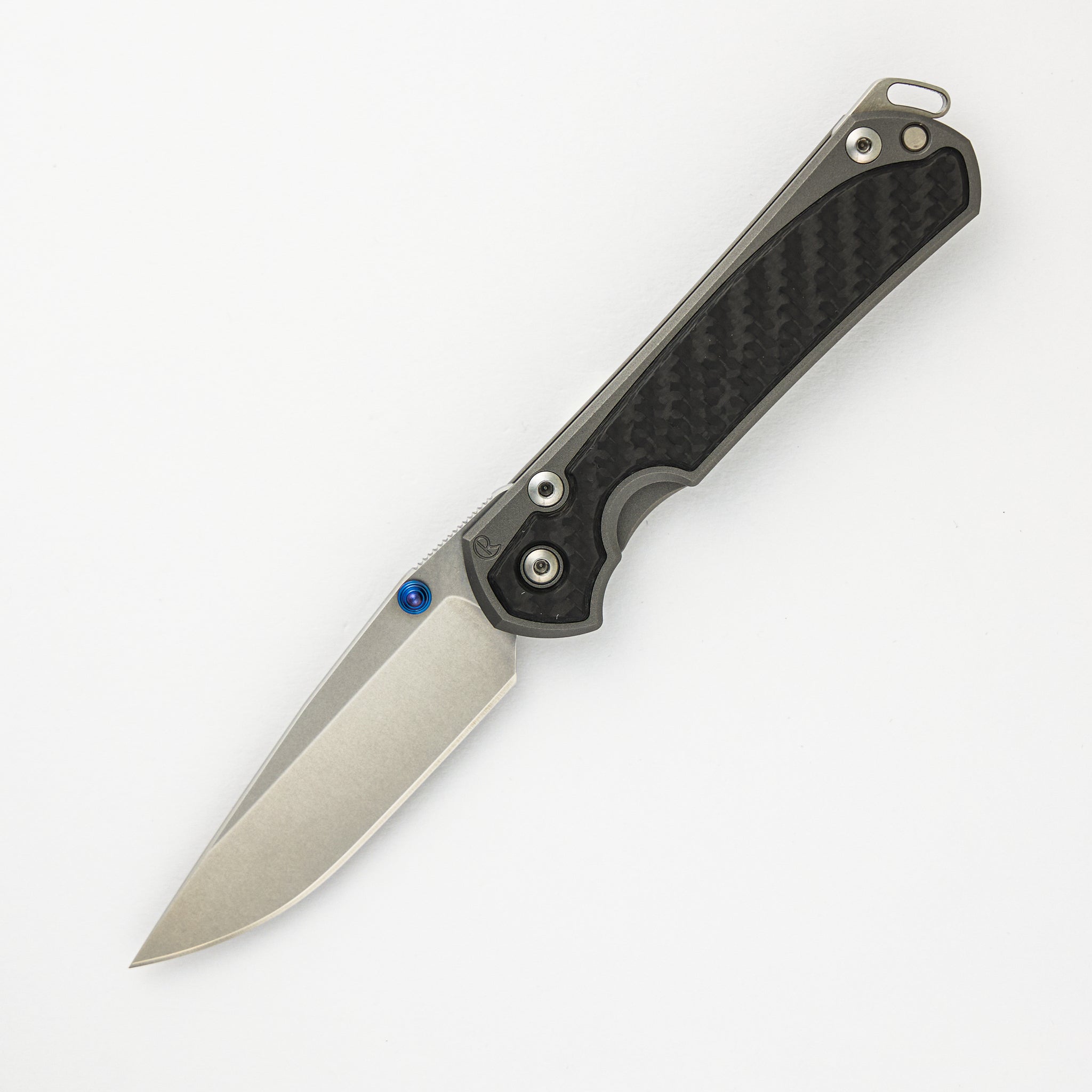 Chris Reeve Small Sebenza 31 - Carbon Fiber Inlays - Drop Point CPM MagnaCut Blade - Blue Single Lug