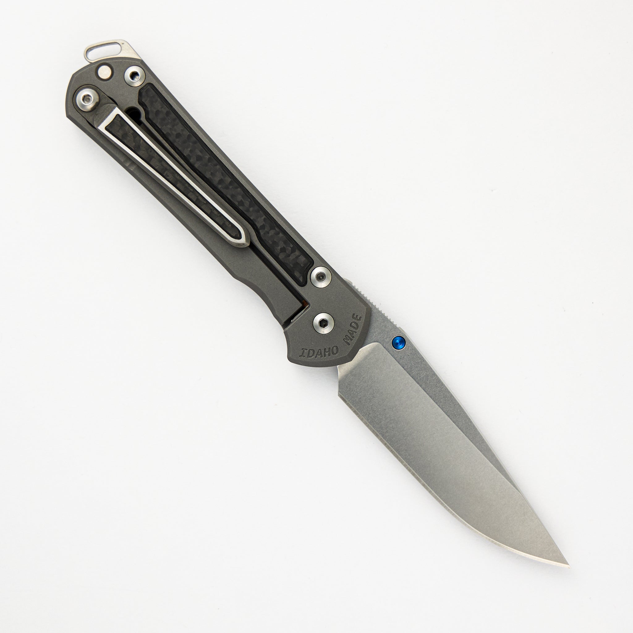 Chris Reeve Small Sebenza 31 - Carbon Fiber Inlays - Drop Point CPM MagnaCut Blade - Blue Single Lug