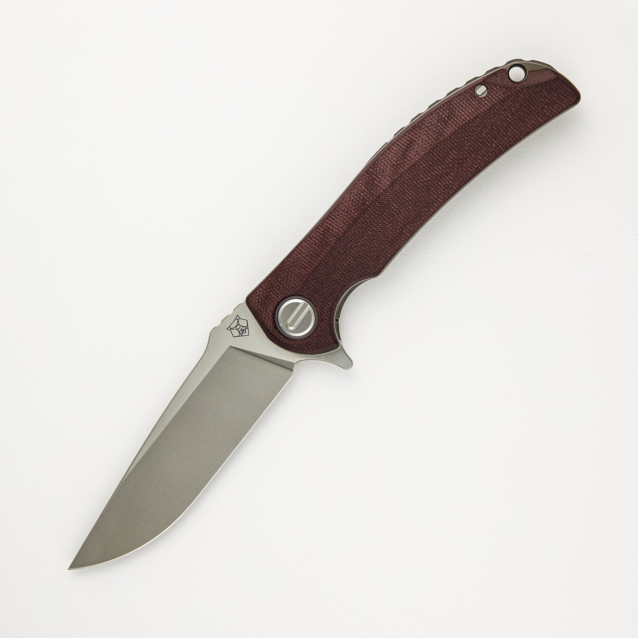 Shirogorov "Limited Edition" RJ Martin Design Soft Overkill - M398 Blade - Maroon Canvas Micarta Handle - SRRBS