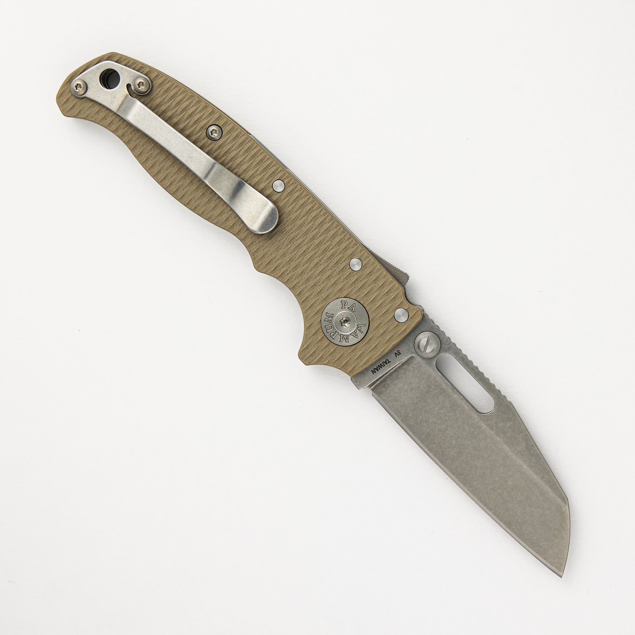 Demko Knives AD20.5 3V Coyote Tan G10 Handle Shark Foot Stonewash Blade