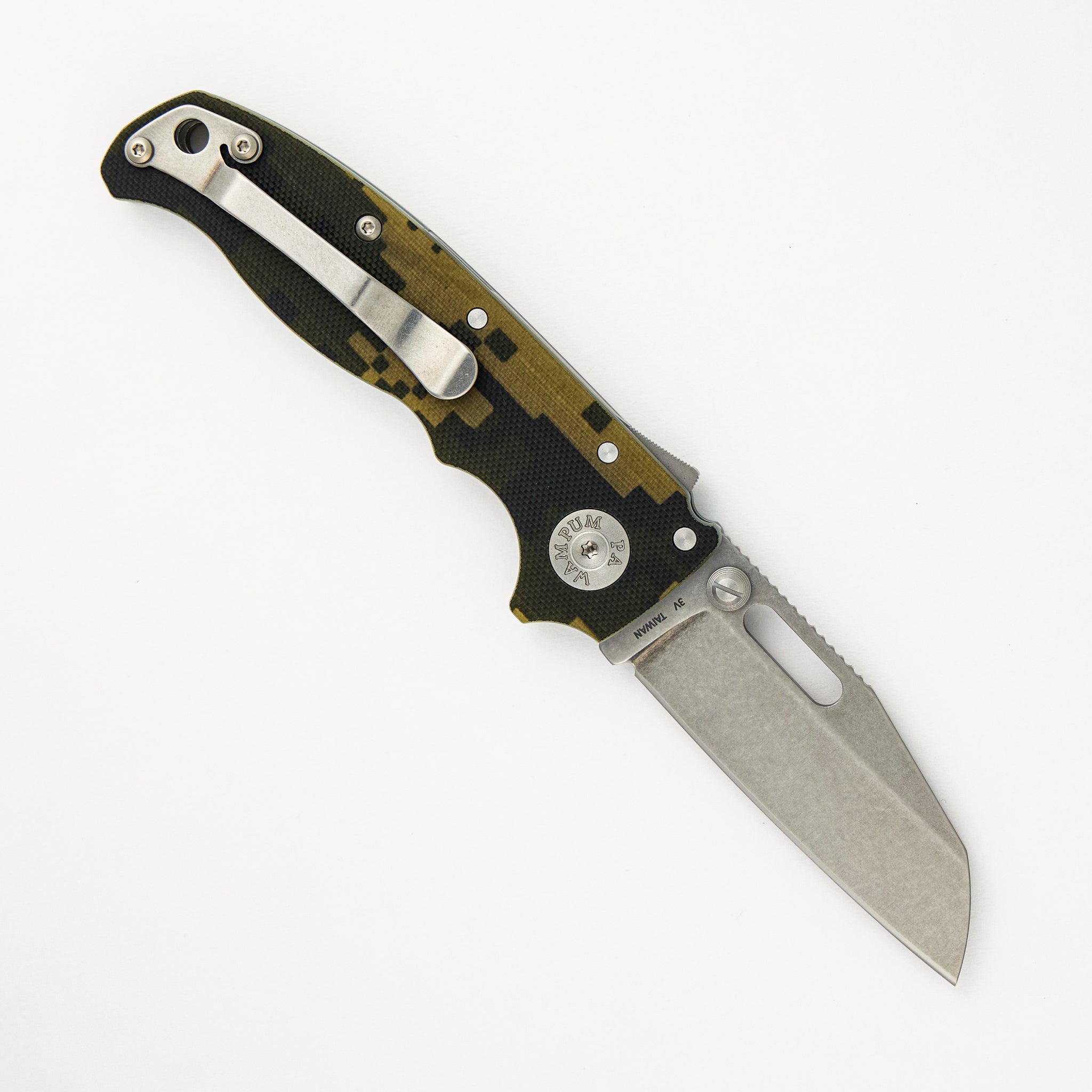 AD20.5 3V Digi Camo G10 Handle Shark Foot Stonewash Blade