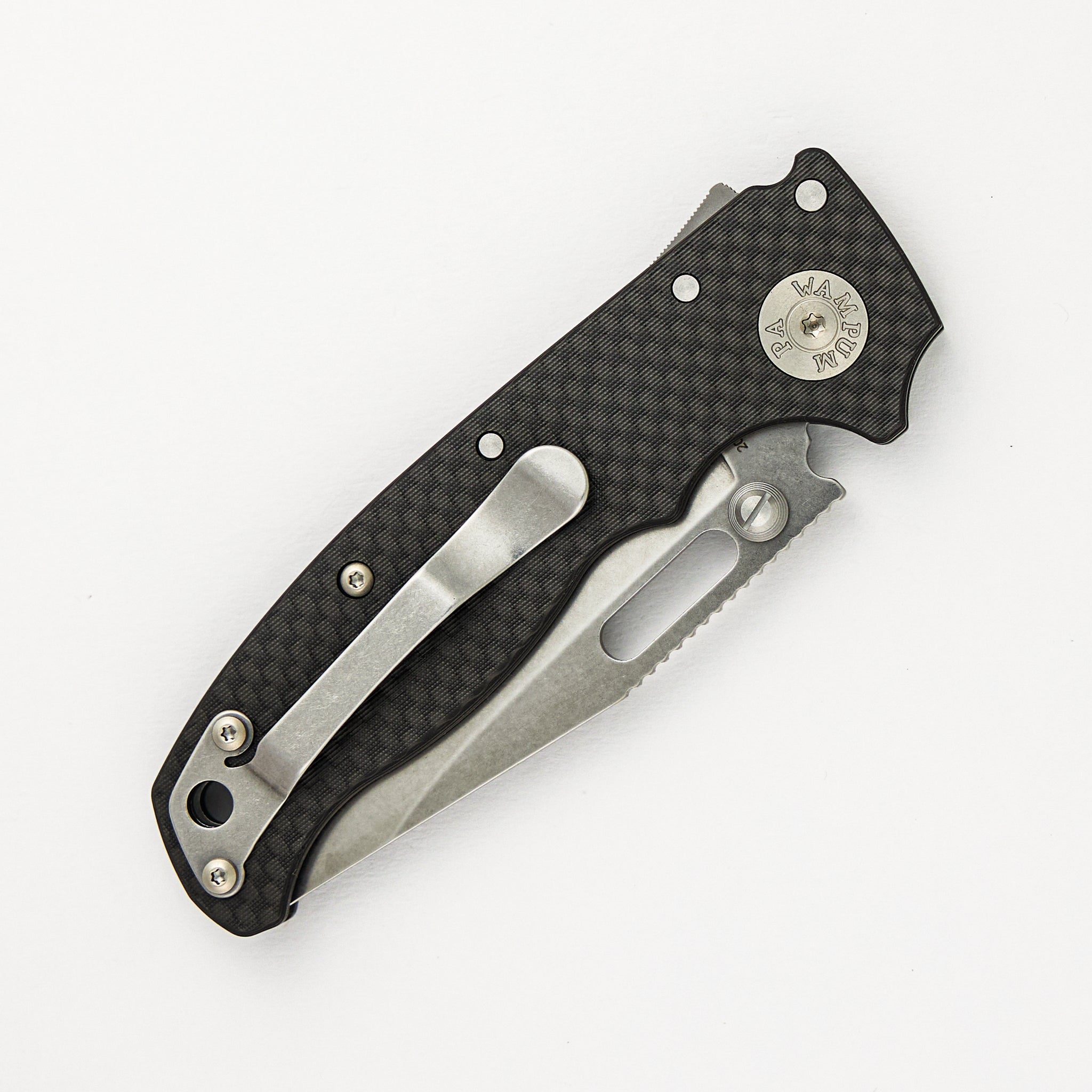 Demko Knives AD20.5 20CV Carbon Fiber Handle Clip Point Stonewash Blade