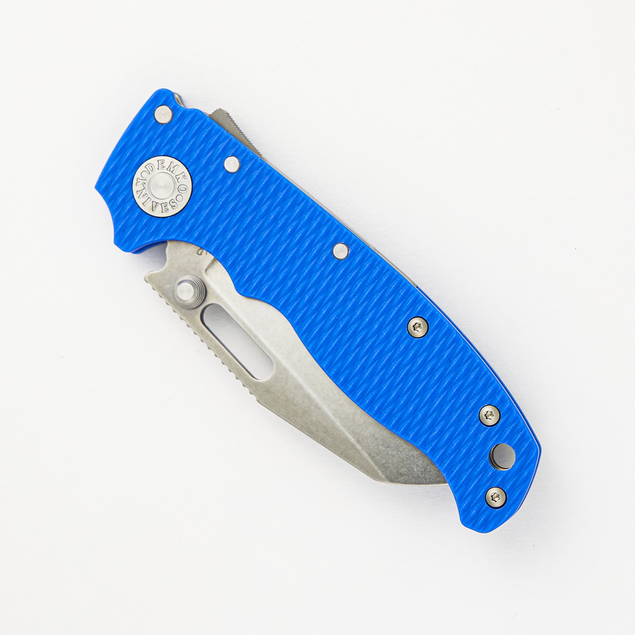 Demko Knives AD20.5 20CV Blue G10 Handle Shark Foot Stonewash Blade