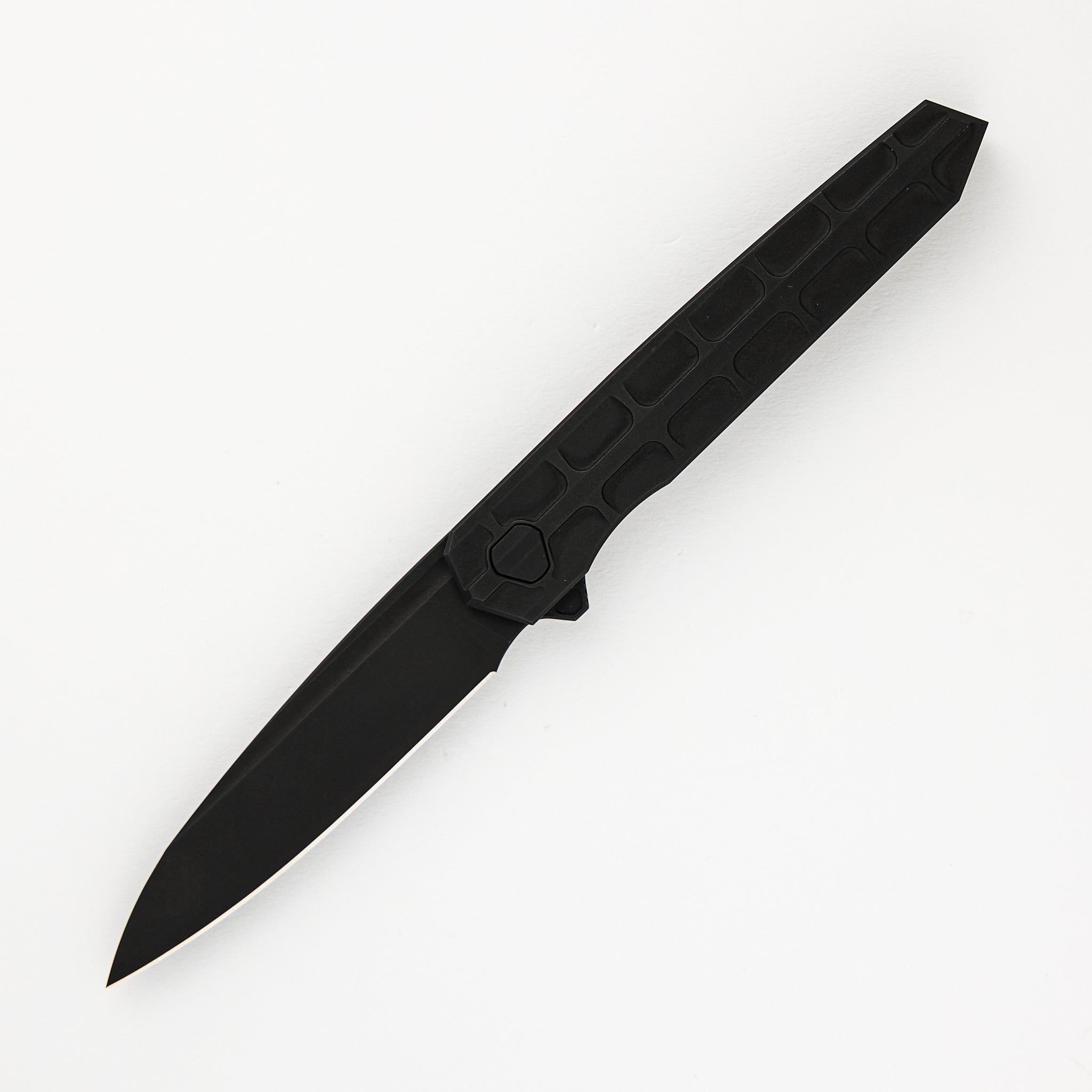 Munroe Knives Cypher Mini – Full Tech Series – Black PVD Ti Handle – Black PVD M390 Blade
