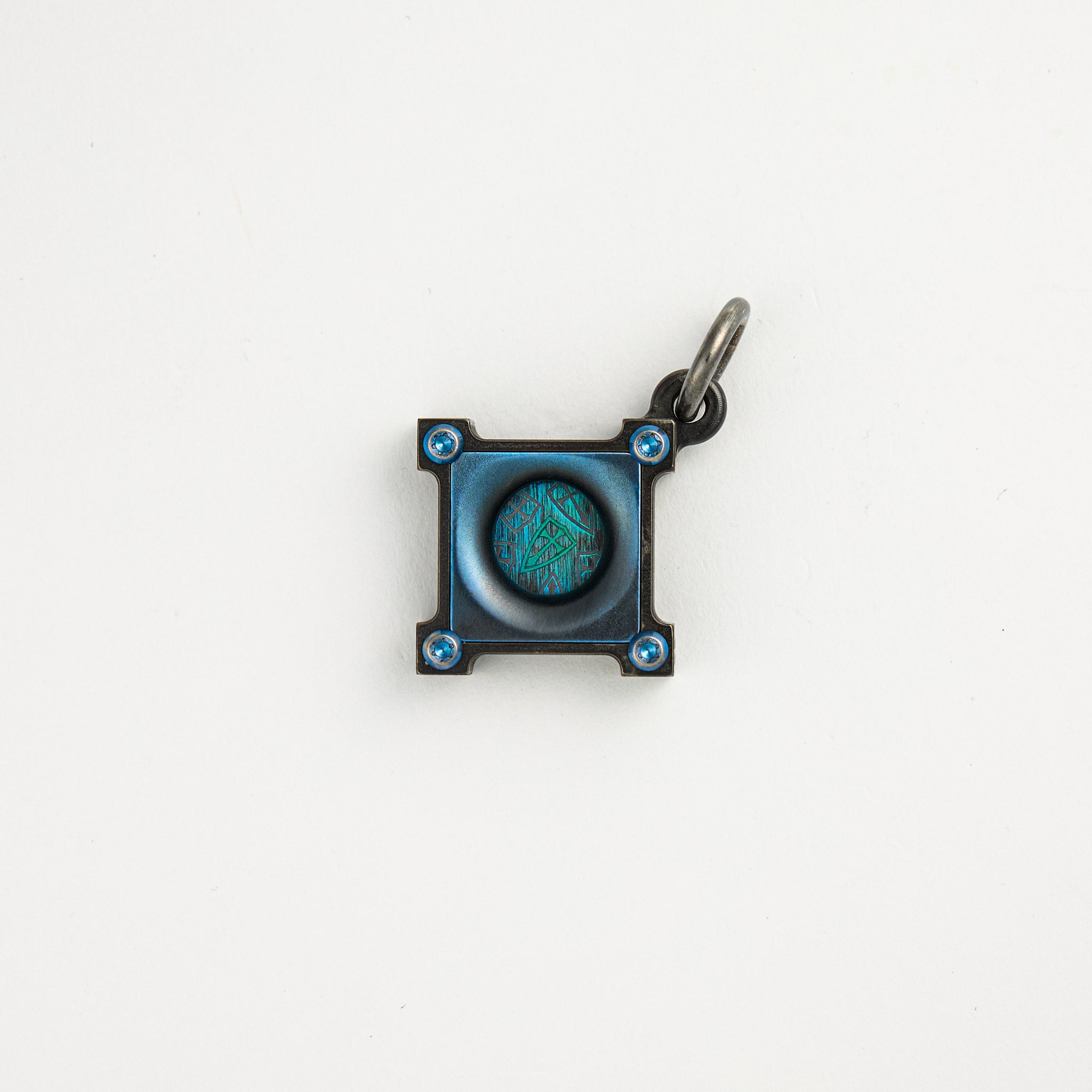 Steel Flame Killbox Pendant W/ Seed Bead Chain - Niobium