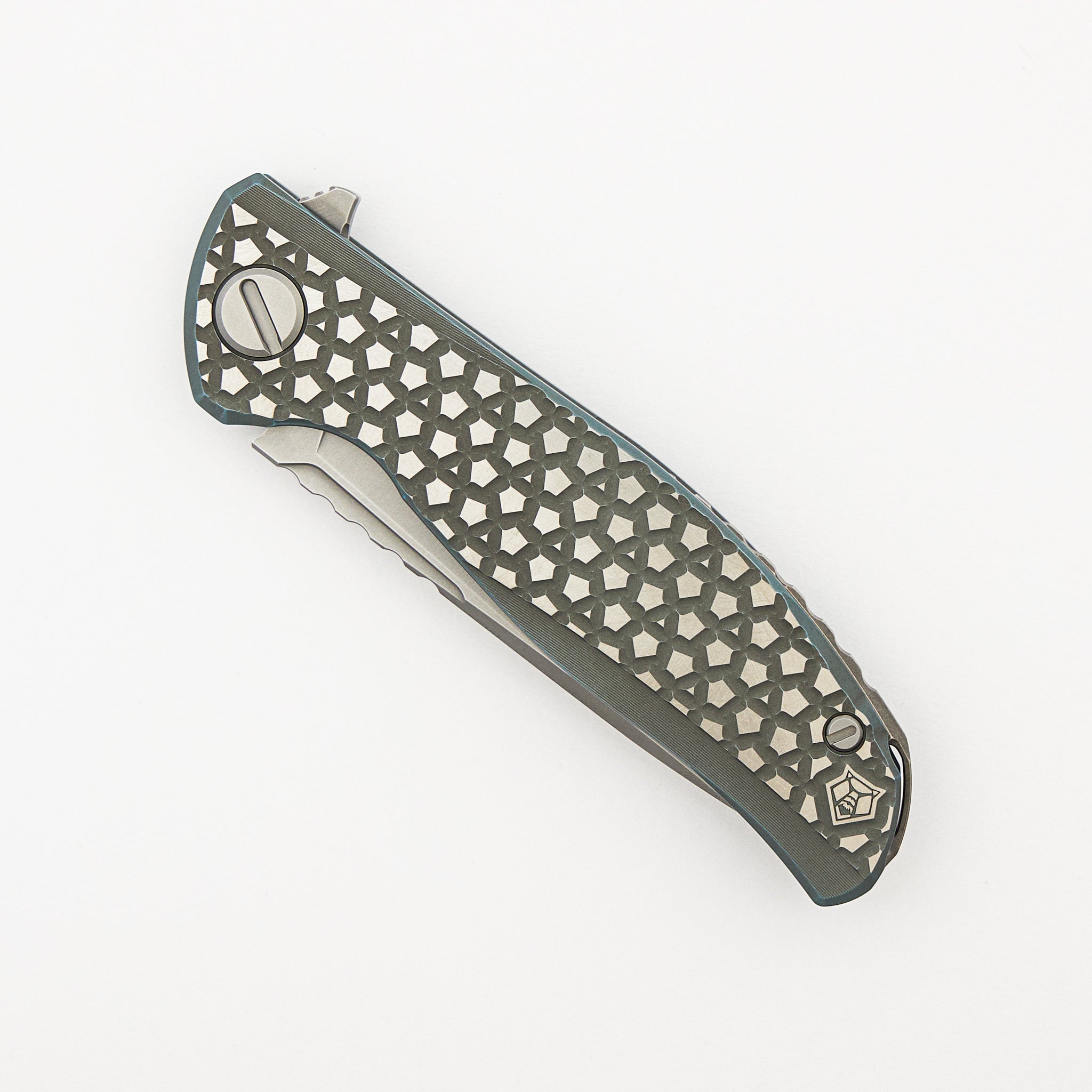 F95 Bear Pattern - Turquoise Titanium Handle - M390 Blade - MRBS