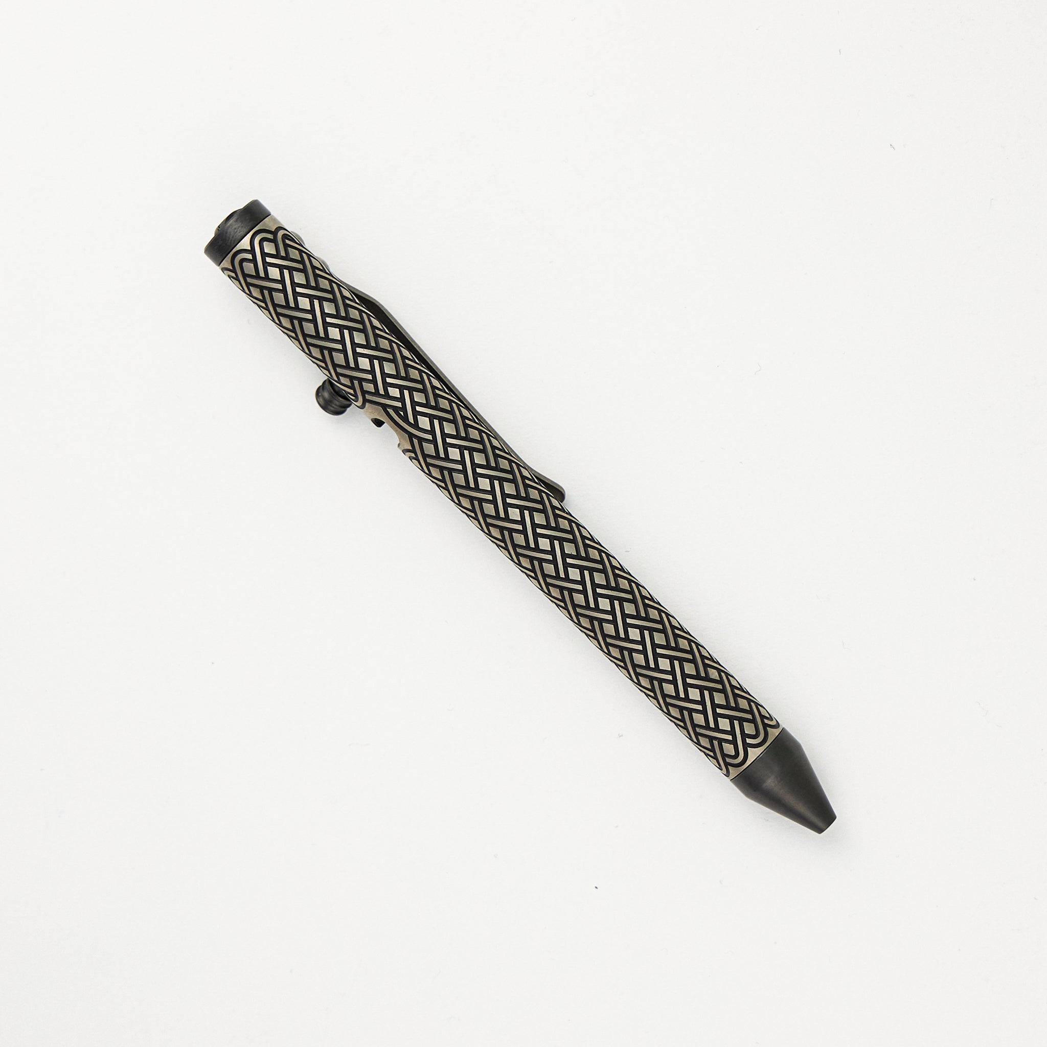 Fellhoelter/Cptn Axel G2 TiBolt Pen – "Tuxedo" Titanium Celtic With Zirconium