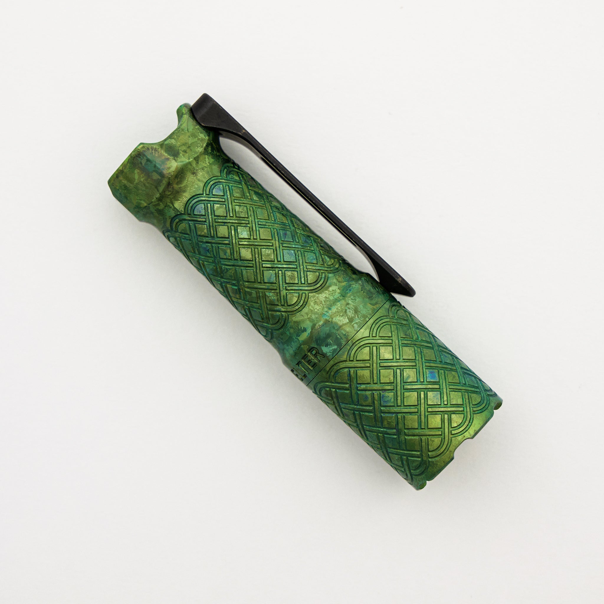 Cptn Axel FTD Flashlight - Celtic Green CrystalTi W/ Black Ti Ano Clip