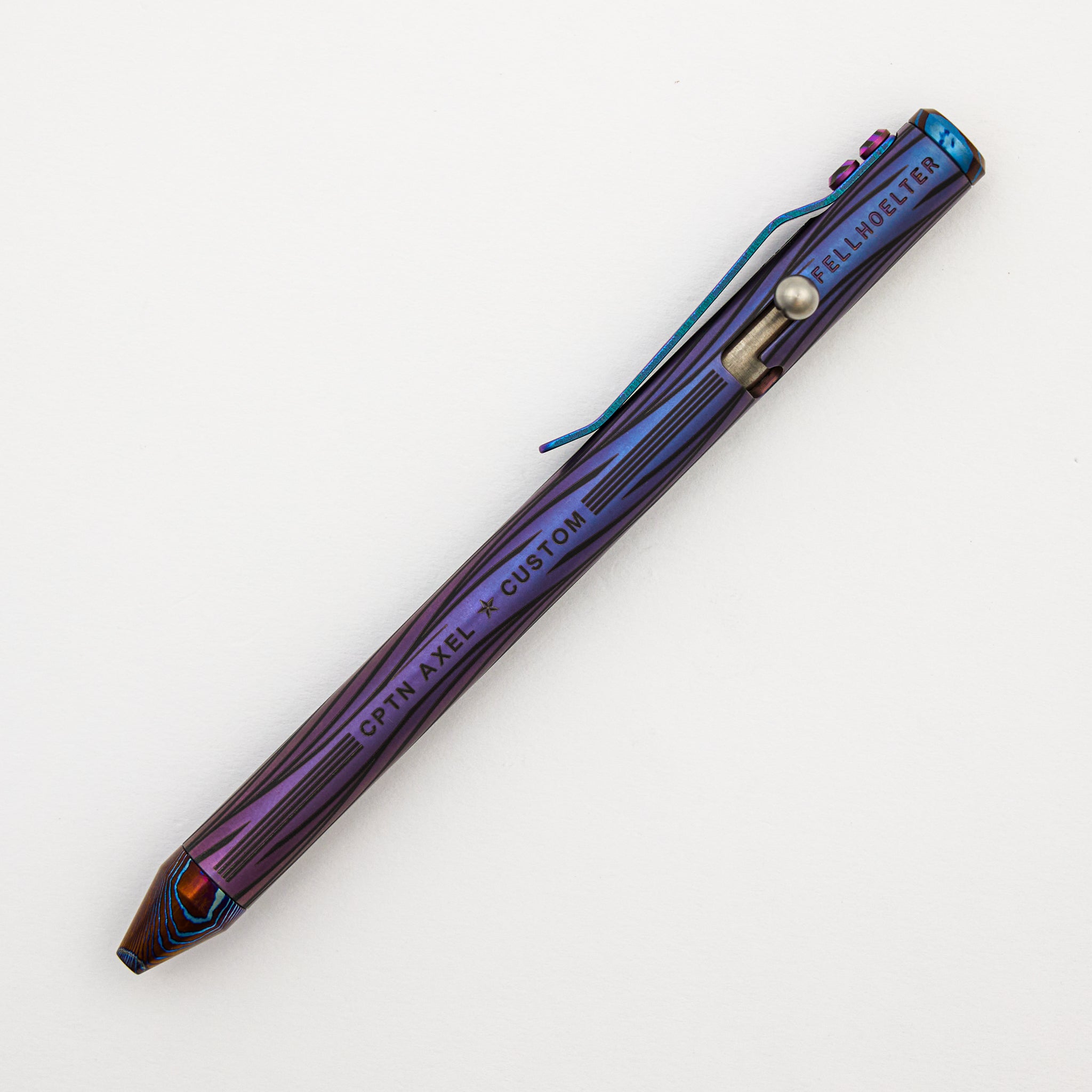 Cptn Axel Full Size TiBolt Pen - Titanium Purple Waves W/ MokuTi Tip & Cap