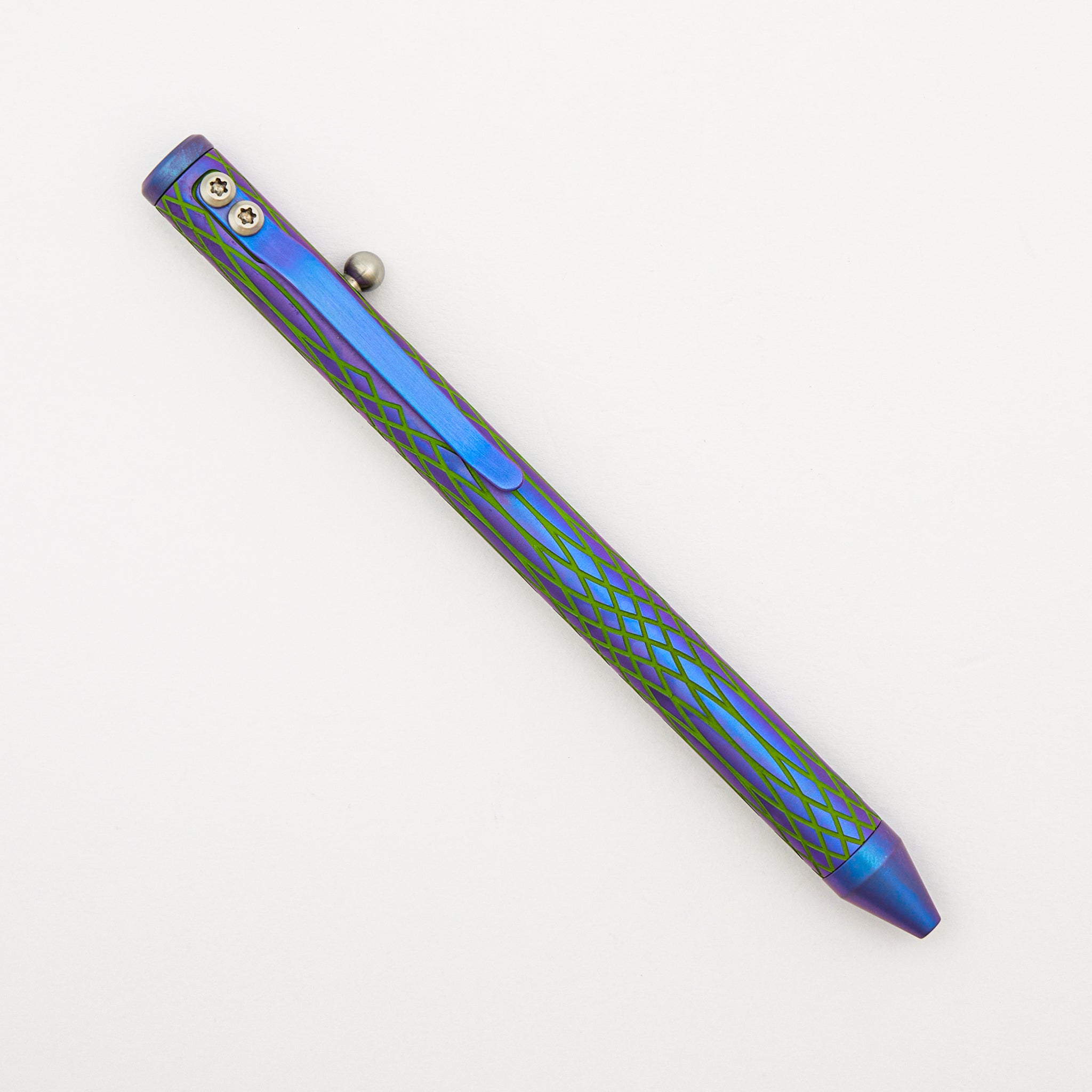 Cptn Axel Full Size TiBolt Pen - Ti Purple / Green Joker Triple Sine Wave