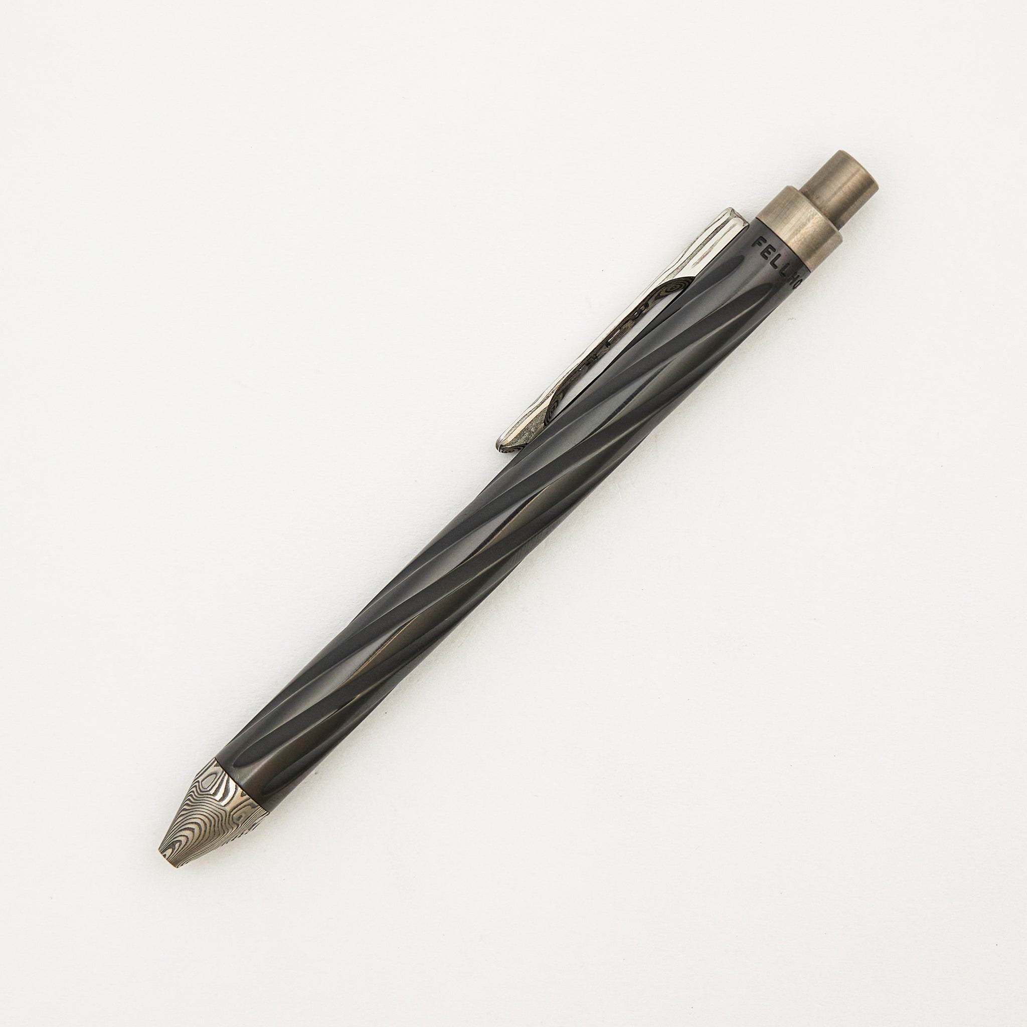 Cptn Axel Full Size TiClicker Pen - Zirconium/Damasteel Accents