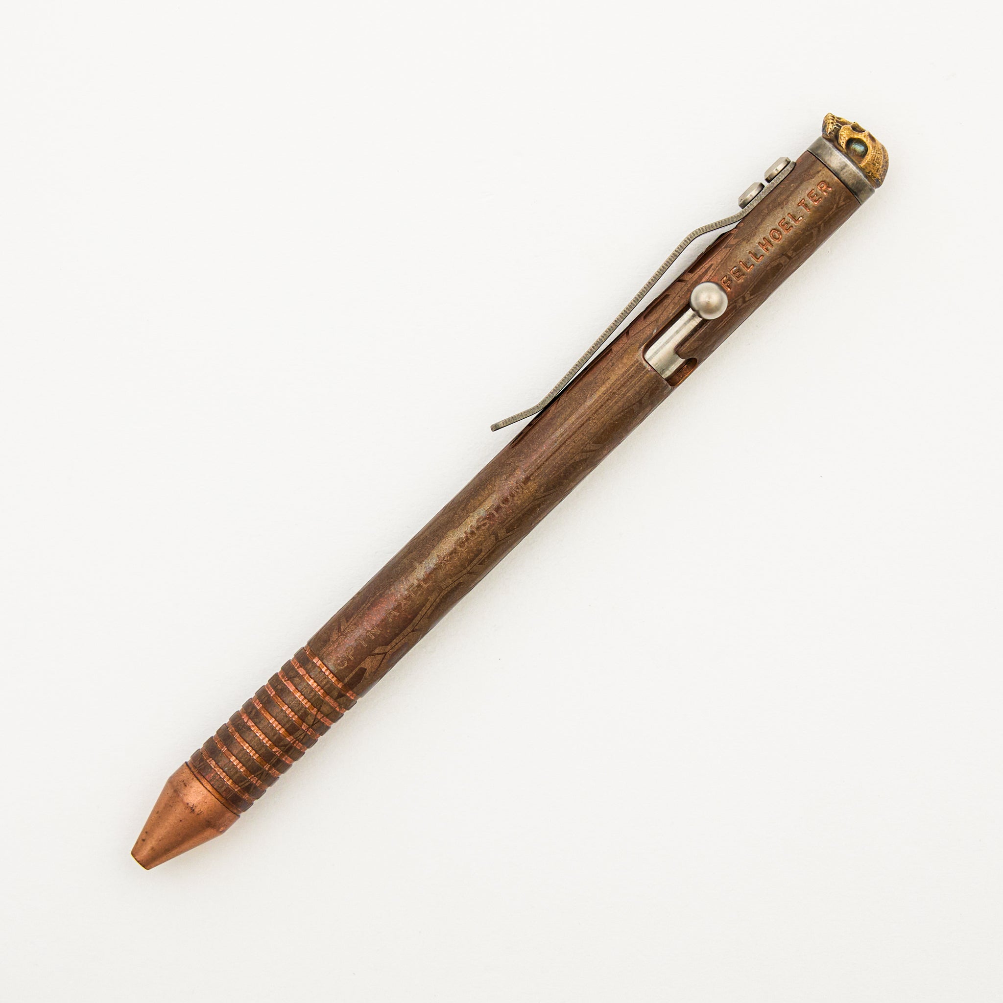 Cptn Axel Full Size TiBolt Pen - Copper Kryptex - Steel Flame Cap