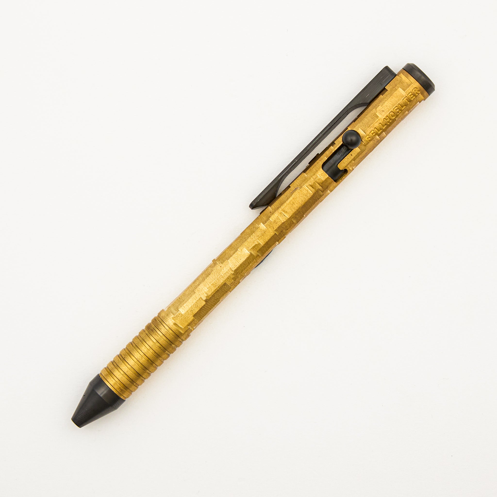 Cptn Axel Full Size FrankenBolt Pen - Brass Pixelcut - Zirconium Accen