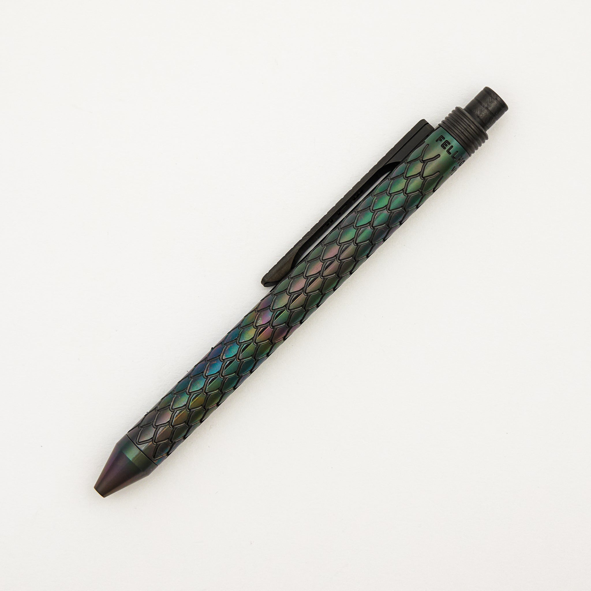 Cptn Axel Full Size TiClicker Pen - Reverse Tuxedo Oil Zirconium Dragon