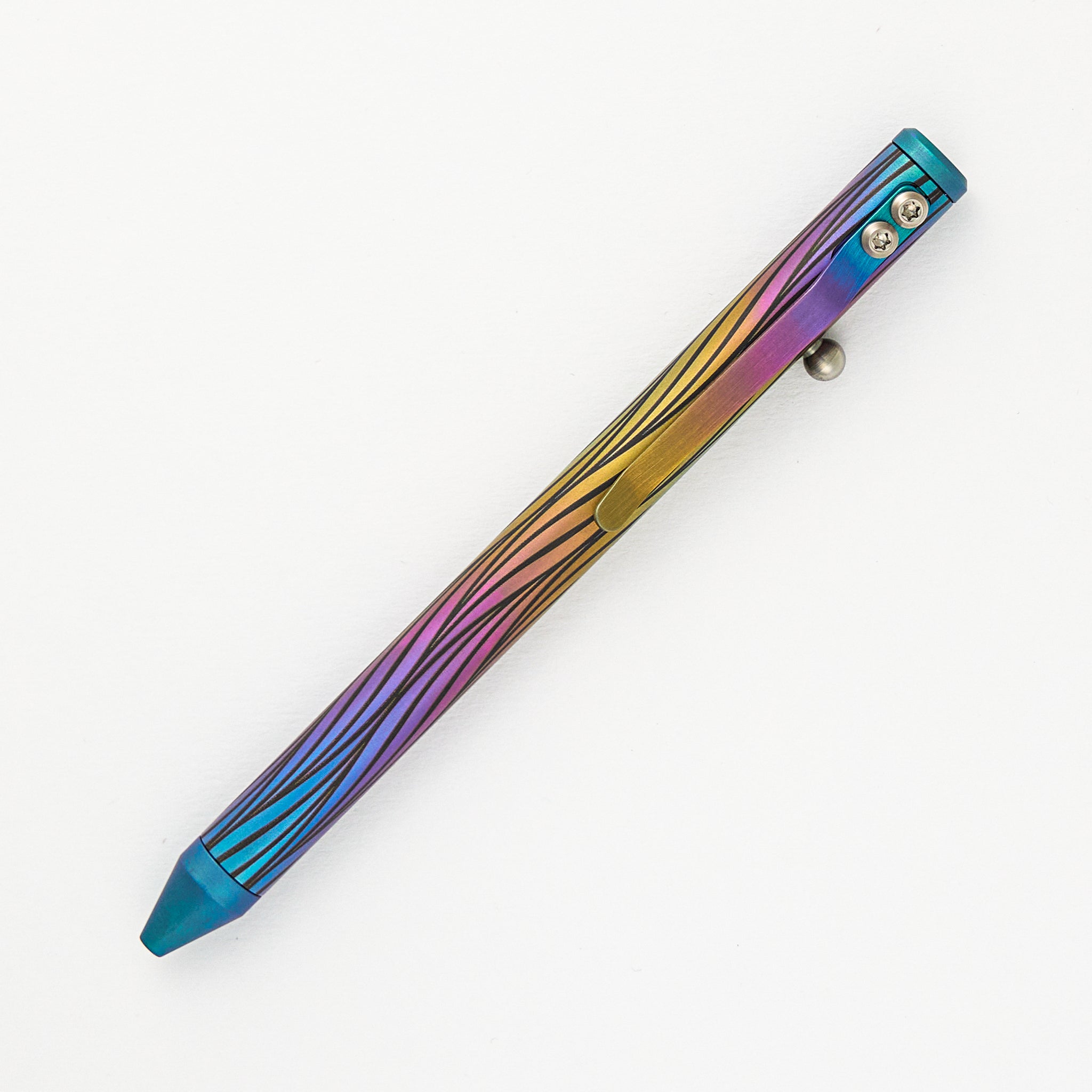 Fellhoelter/Cptn Axel Full Size TiBolt Pen - Curvy Rainbow Titanium