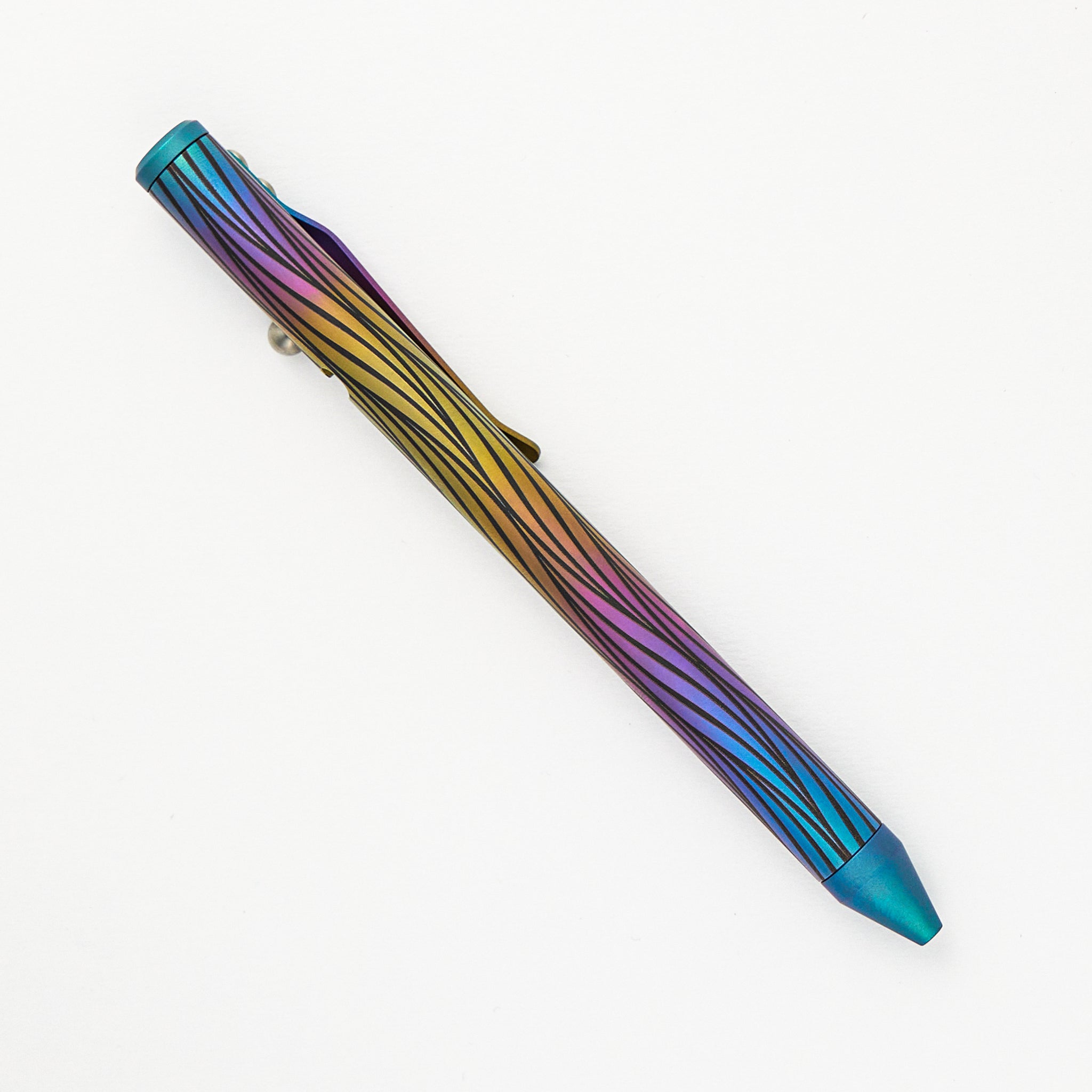 Cptn Axel Full Size TiBolt Pen - Curvy Rainbow Titanium