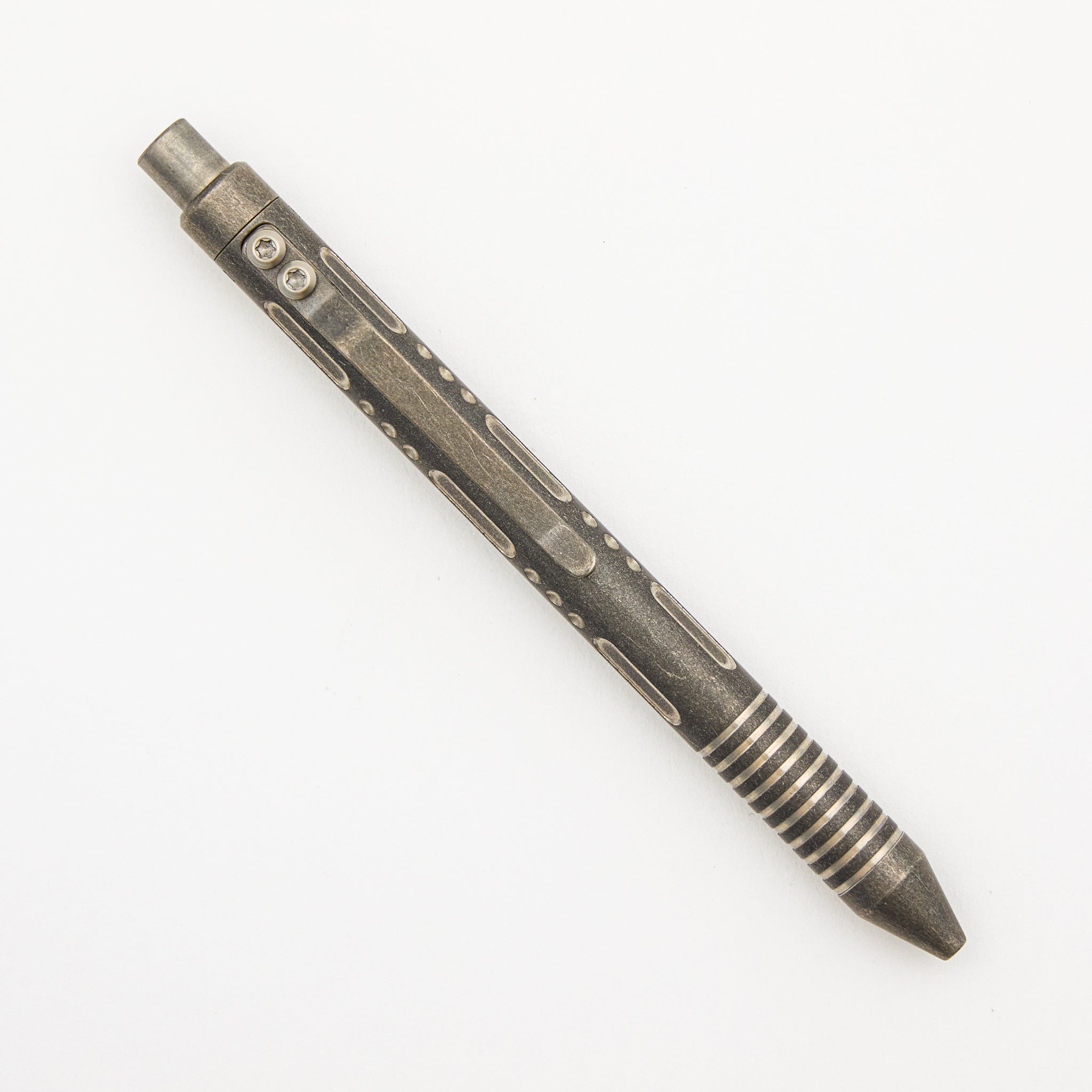 Full Size TiClicker Pen - Titanium Stonewashed Deluxe W/ Slots - Divots Version