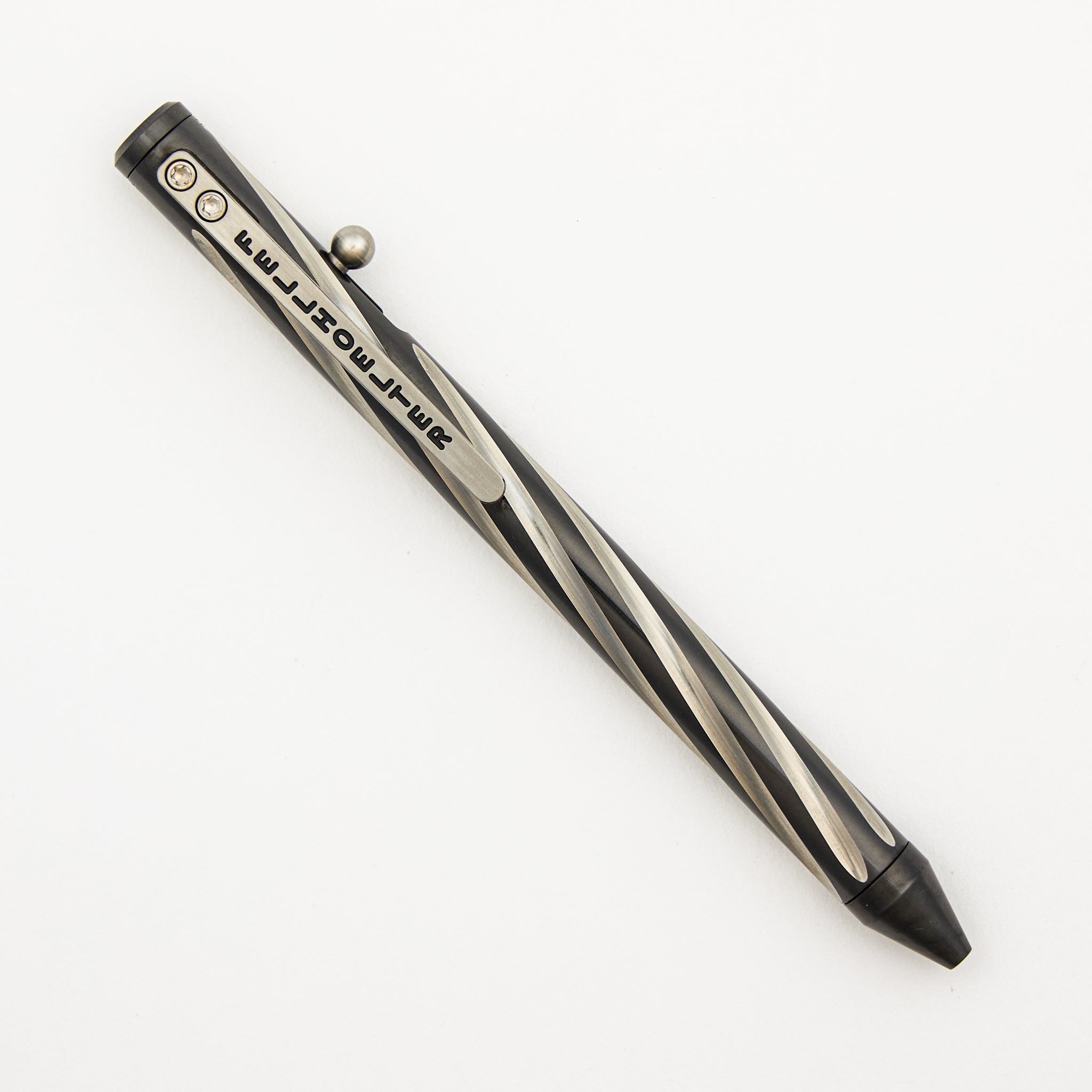 Cptn Axel Full Size TiBolt Pen - Reverse Tuxedo Zirconium Twisted Flutes - Tritium Bolt