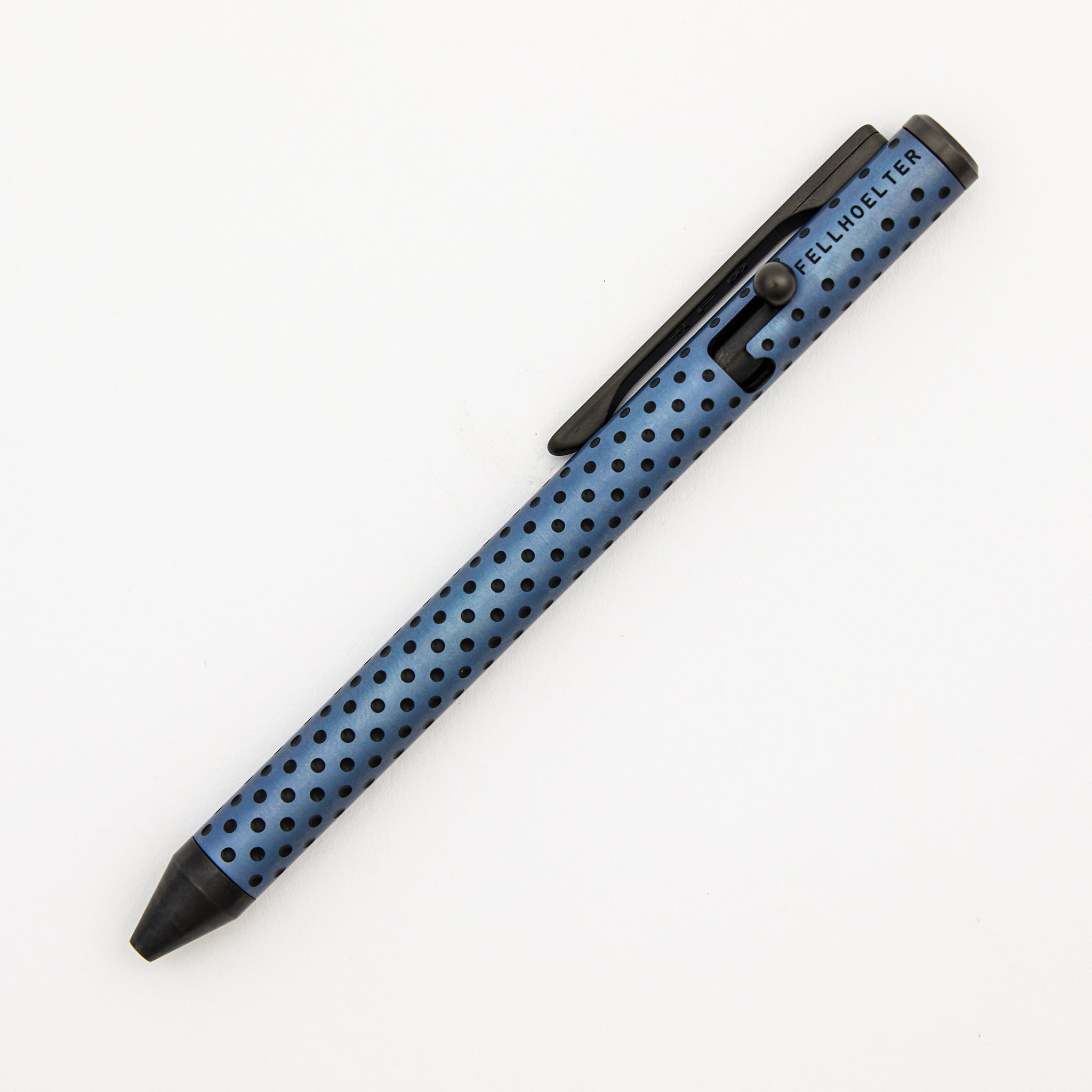 Cptn Axel Full Size TiBolt Pen - Titanium Ice Blue Dots/Black DLC W/ Zirconium Bolt