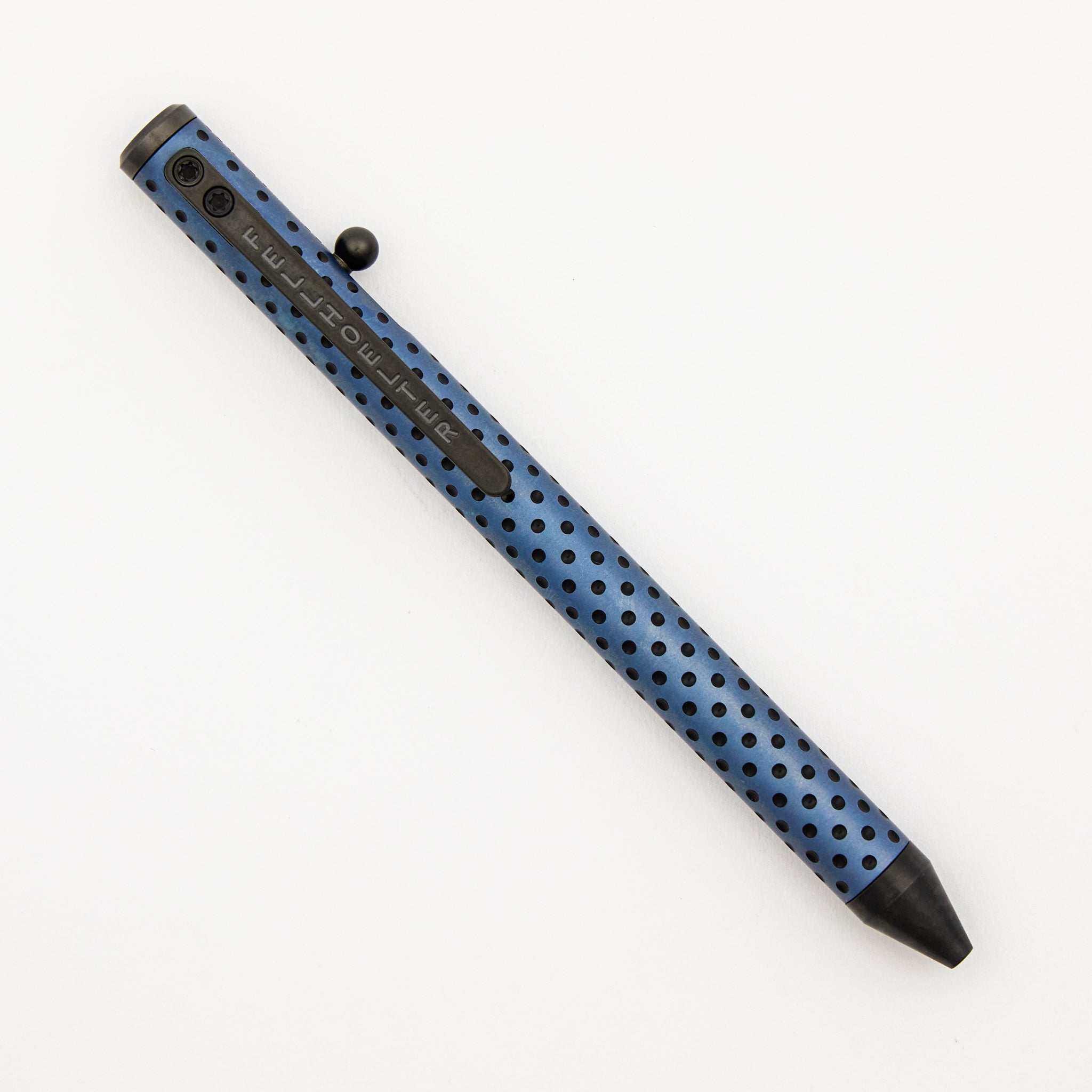 Cptn Axel Full Size TiBolt Pen - Titanium Ice Blue Dots/Black DLC W/ Zirconium Bolt
