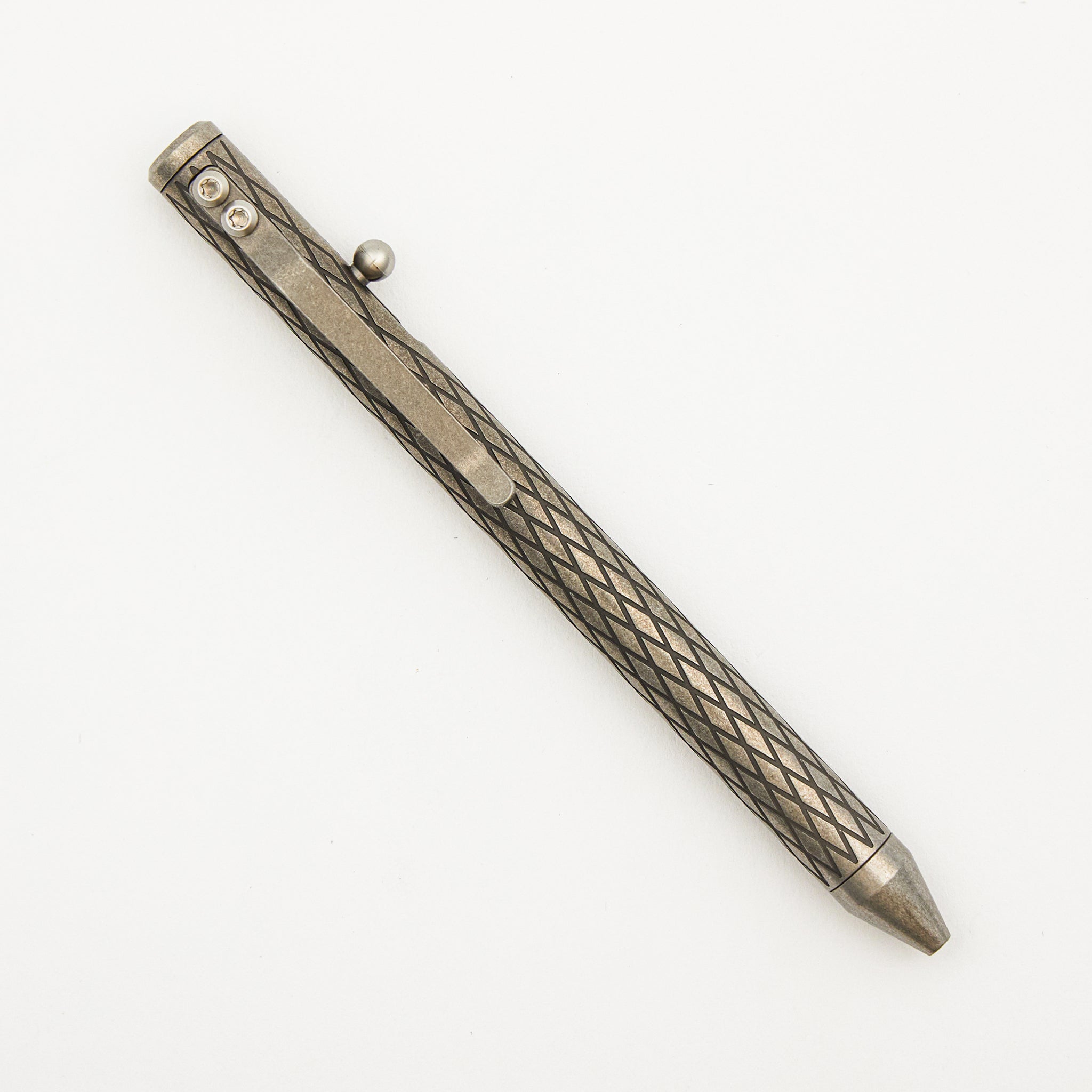 Full Size TiBolt Pen - Titanium Stonewashed Diamond Pattern