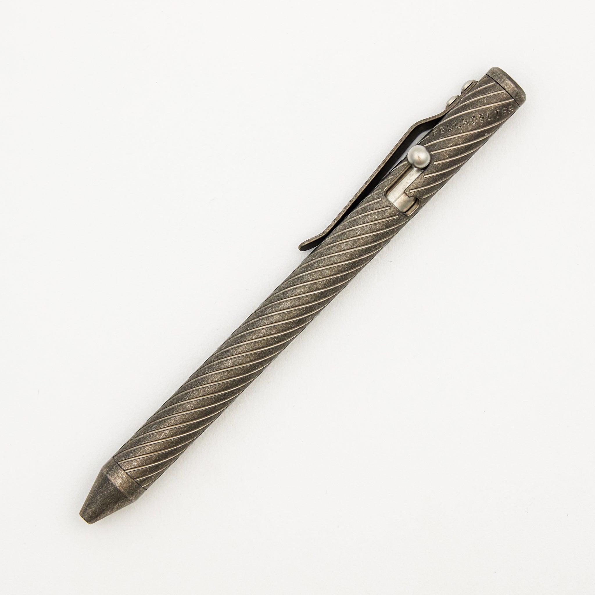 Full Size TiBolt Pen - Titanium Stonewashed Spiral Fluted