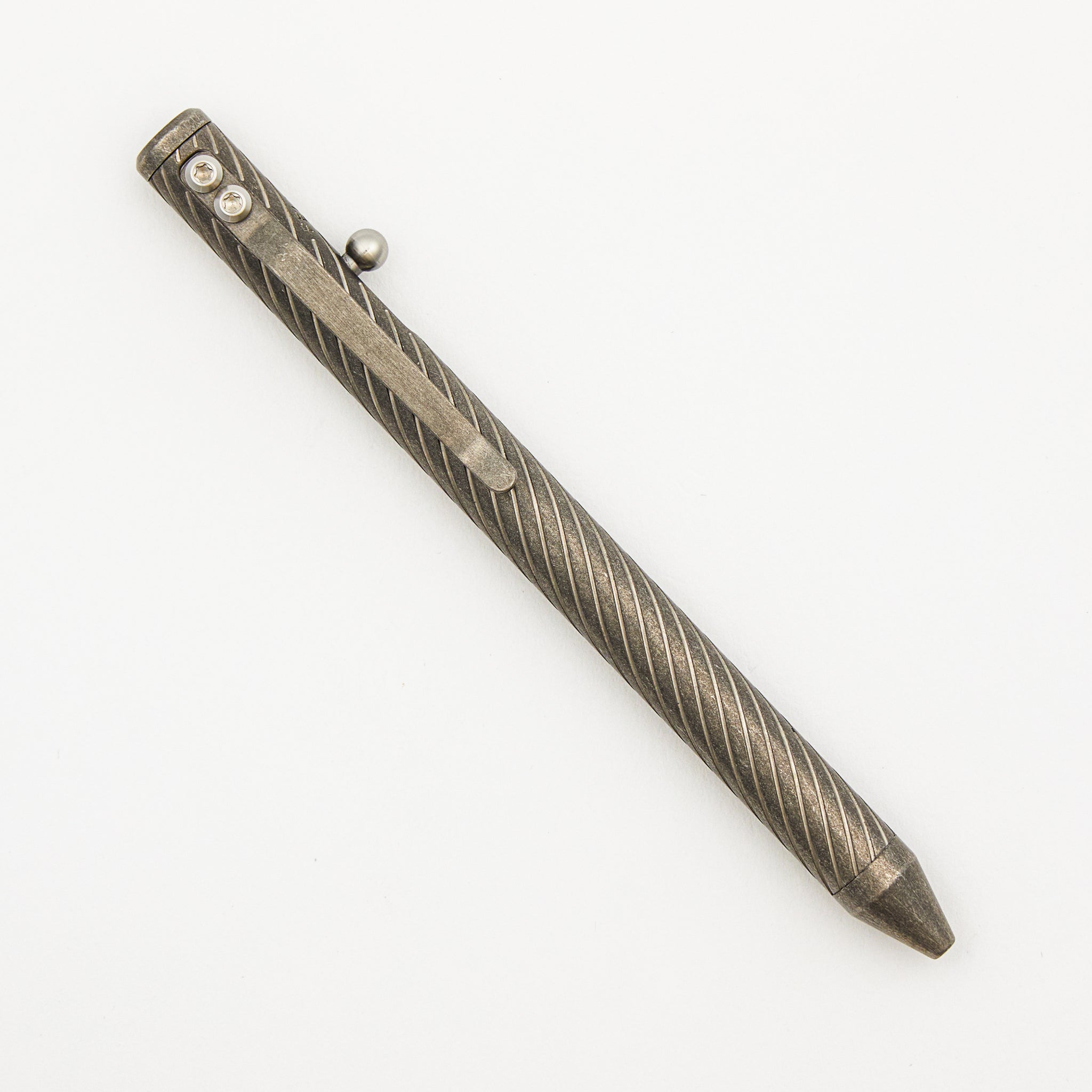 Full Size TiBolt Pen - Titanium Stonewashed Spiral Fluted