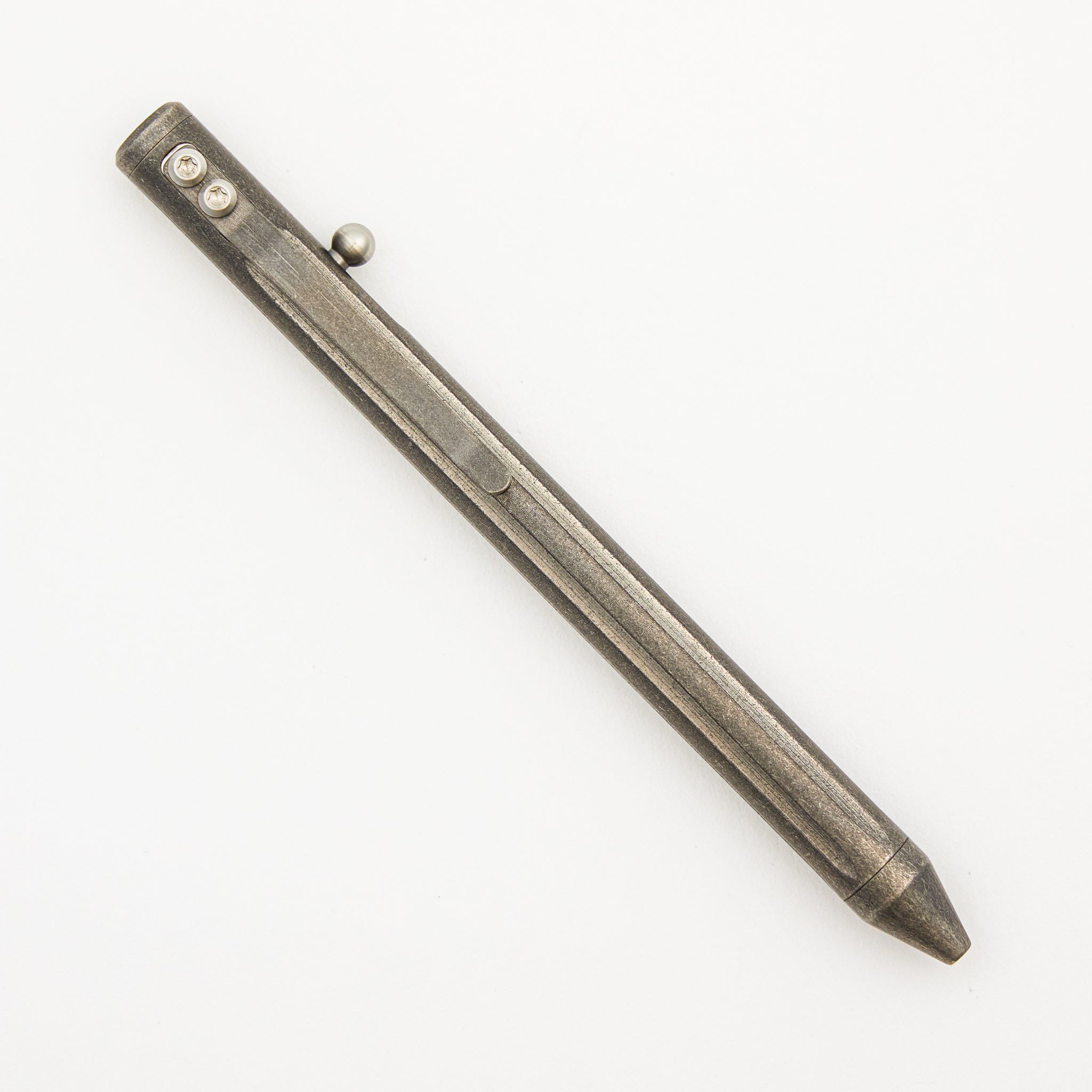 Full Size TiBolt Pen - Titanium Stonewashed Straight Flutes