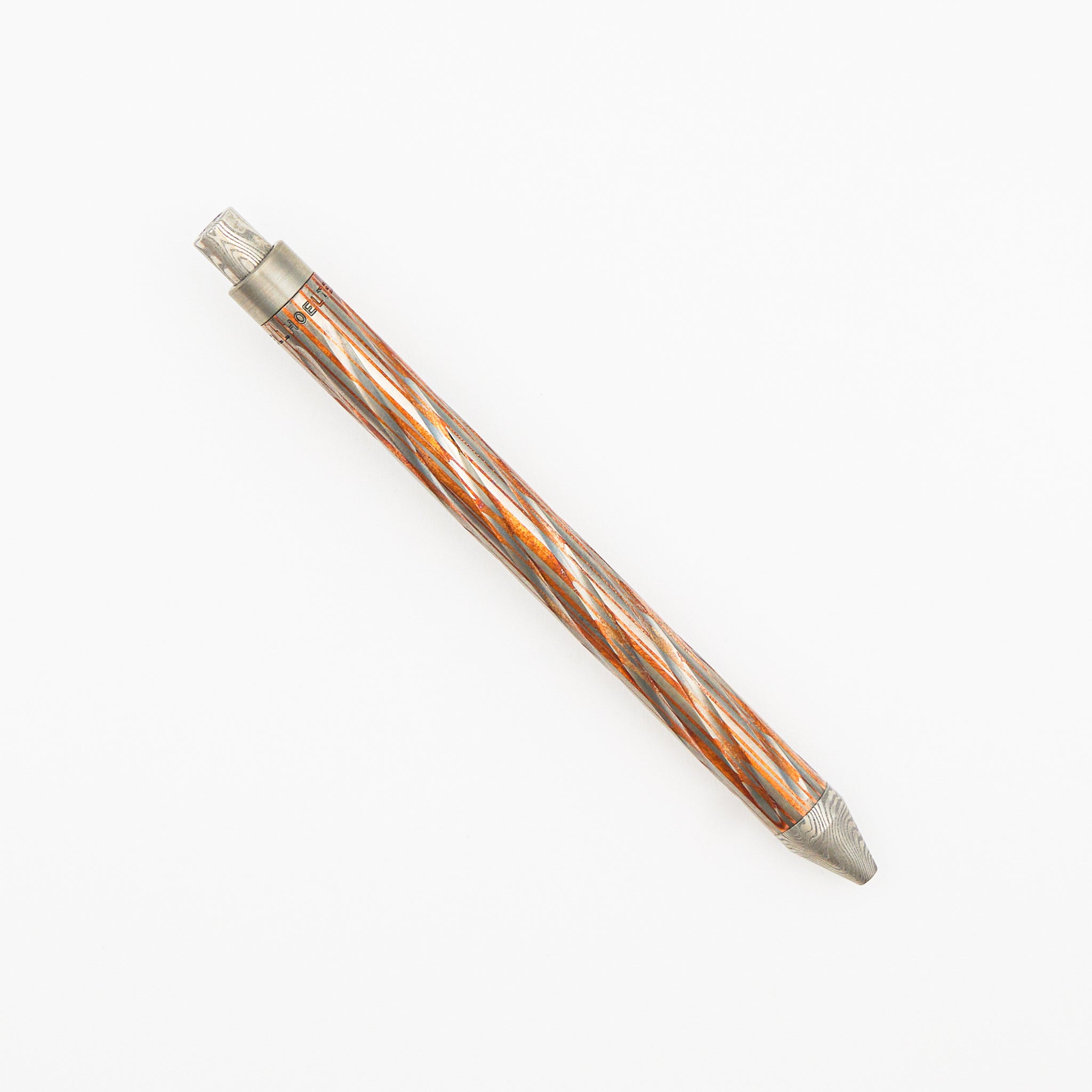 Cptn Axel Full Size TiClicker Pen - Twisted Flutes Superconductor/Damasteel