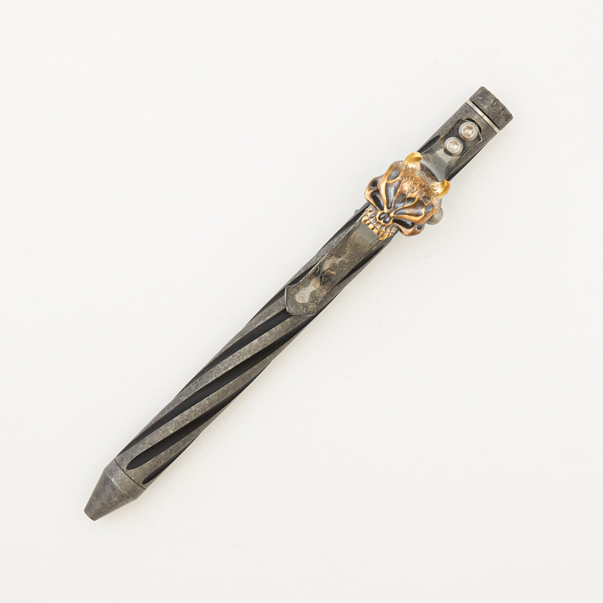 Cptn Axel Full Size TiBolt Pen - CrystalTi - Steel Flame Bronze Hard Hannya Pocket Clip - Fap Cap