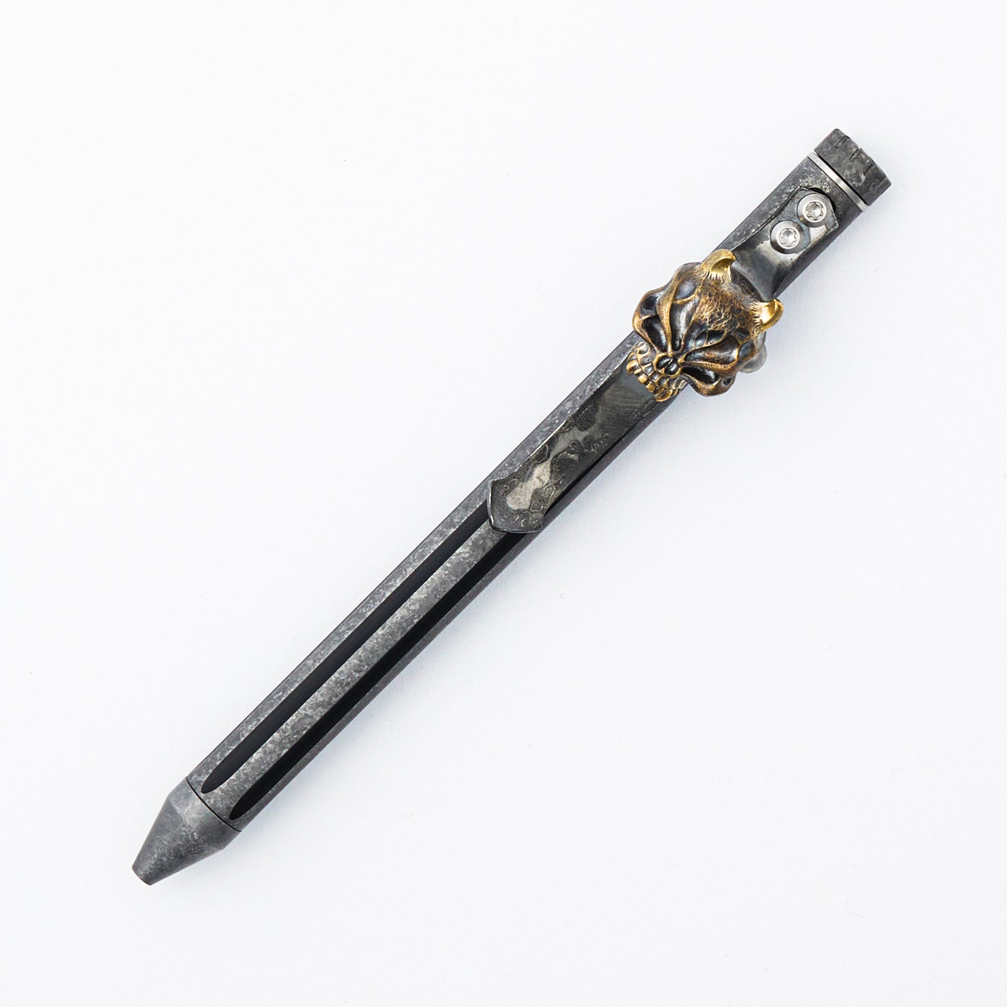 Cptn Axel Full Size TiBolt Pen - CrystalTi - Steel Flame Bronze Hard Hannya Pocket Clip - Fap Cap