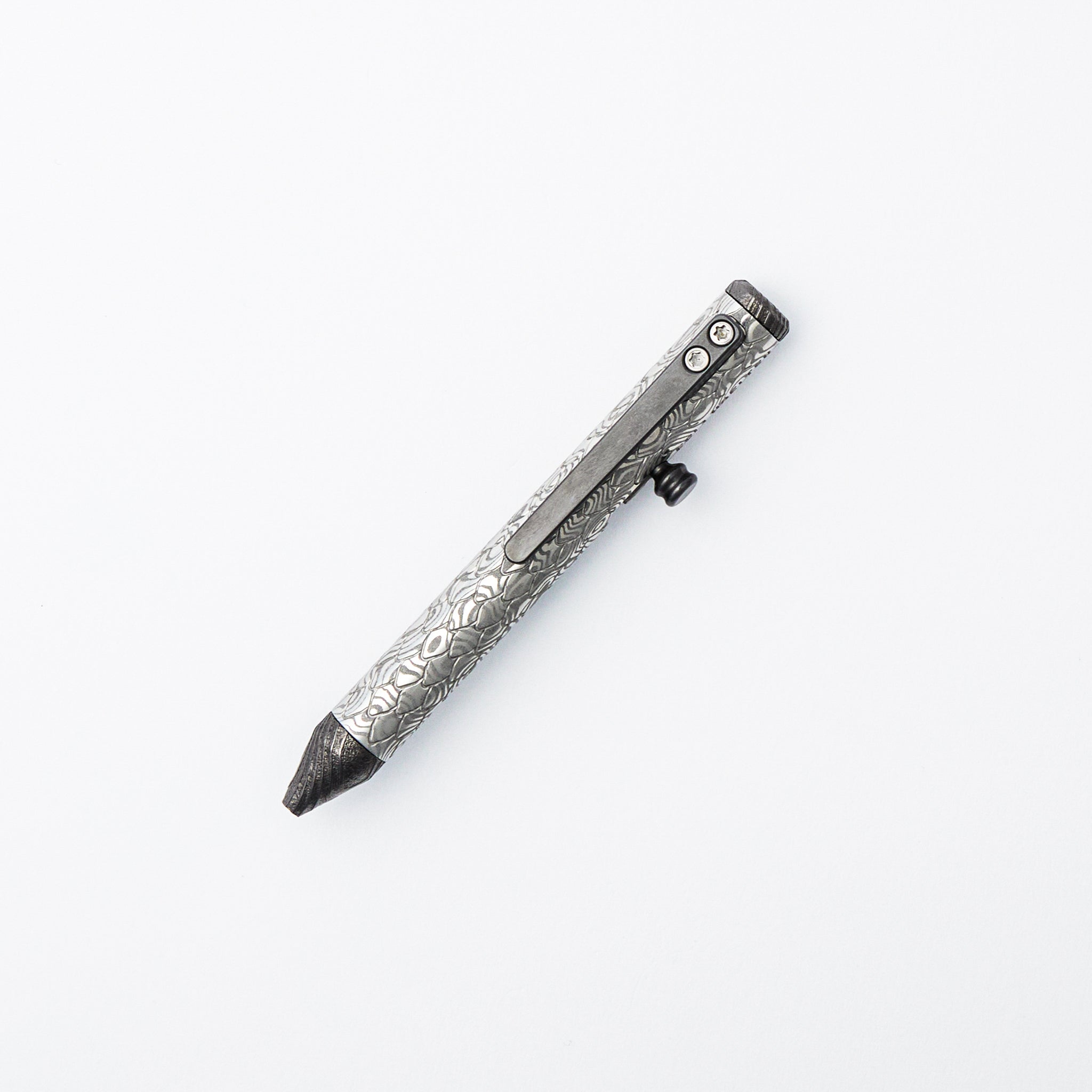 Cptn Axel TinyBolt Pen – Damasteel Dragon Black Nickel Mokume Tip & Hardware