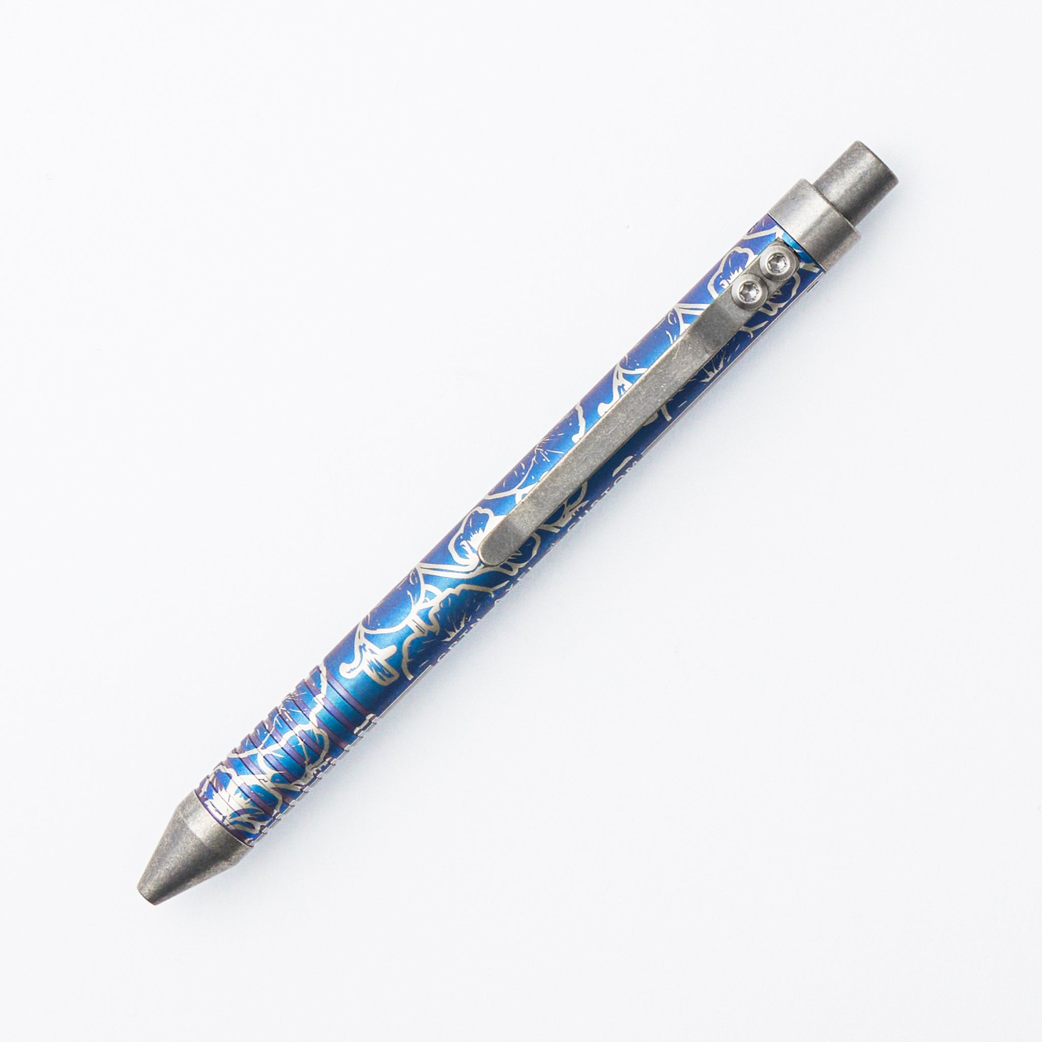 Cptn Axel Full Size TiCkler Pen - "Hibiskull" Blue Titanium