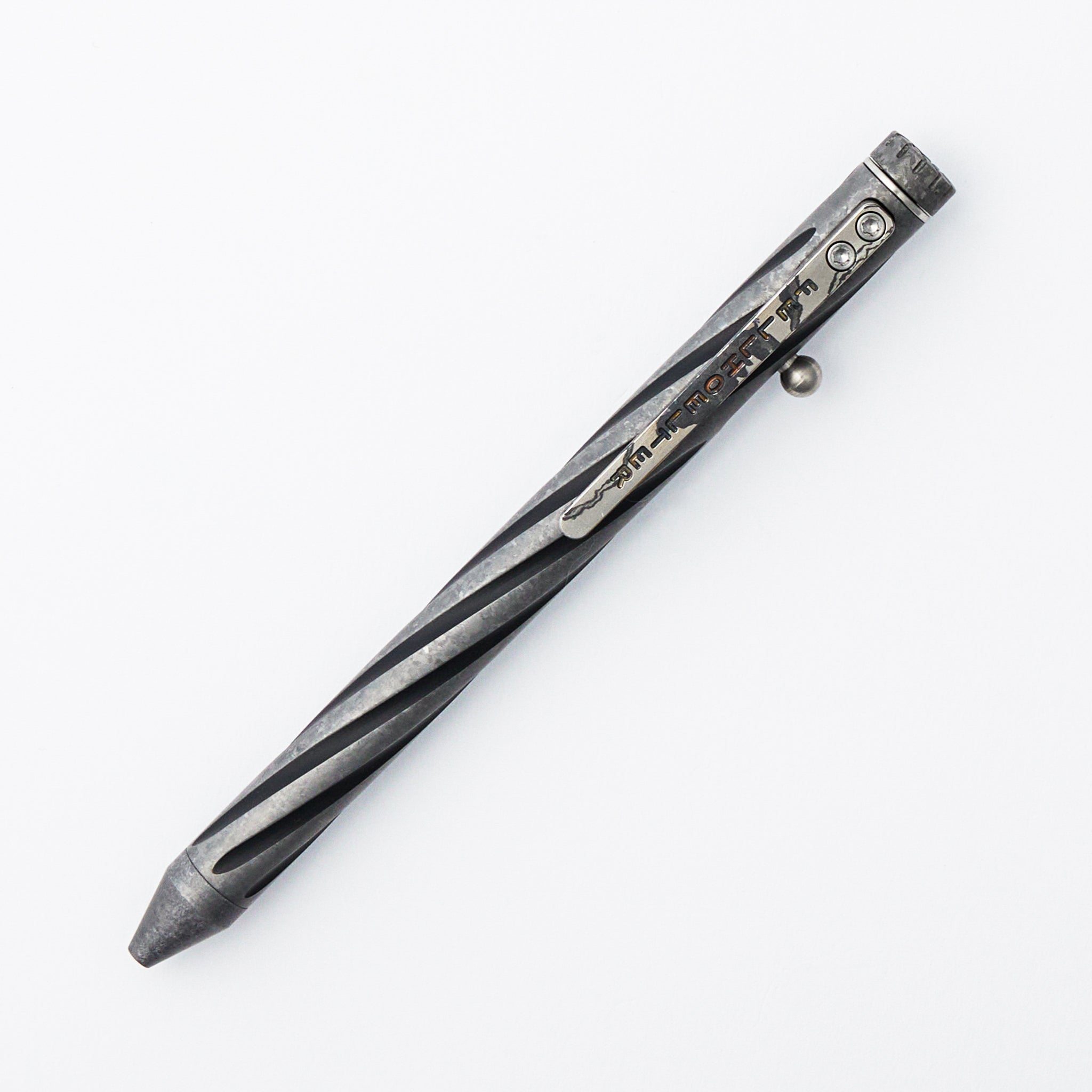 Cptn Axel Full Size TiBolt Pen - Twisted Flute Tuxedo CrystalTi W CrystalTi Fap Cap Monochrome ZircuTi Clip