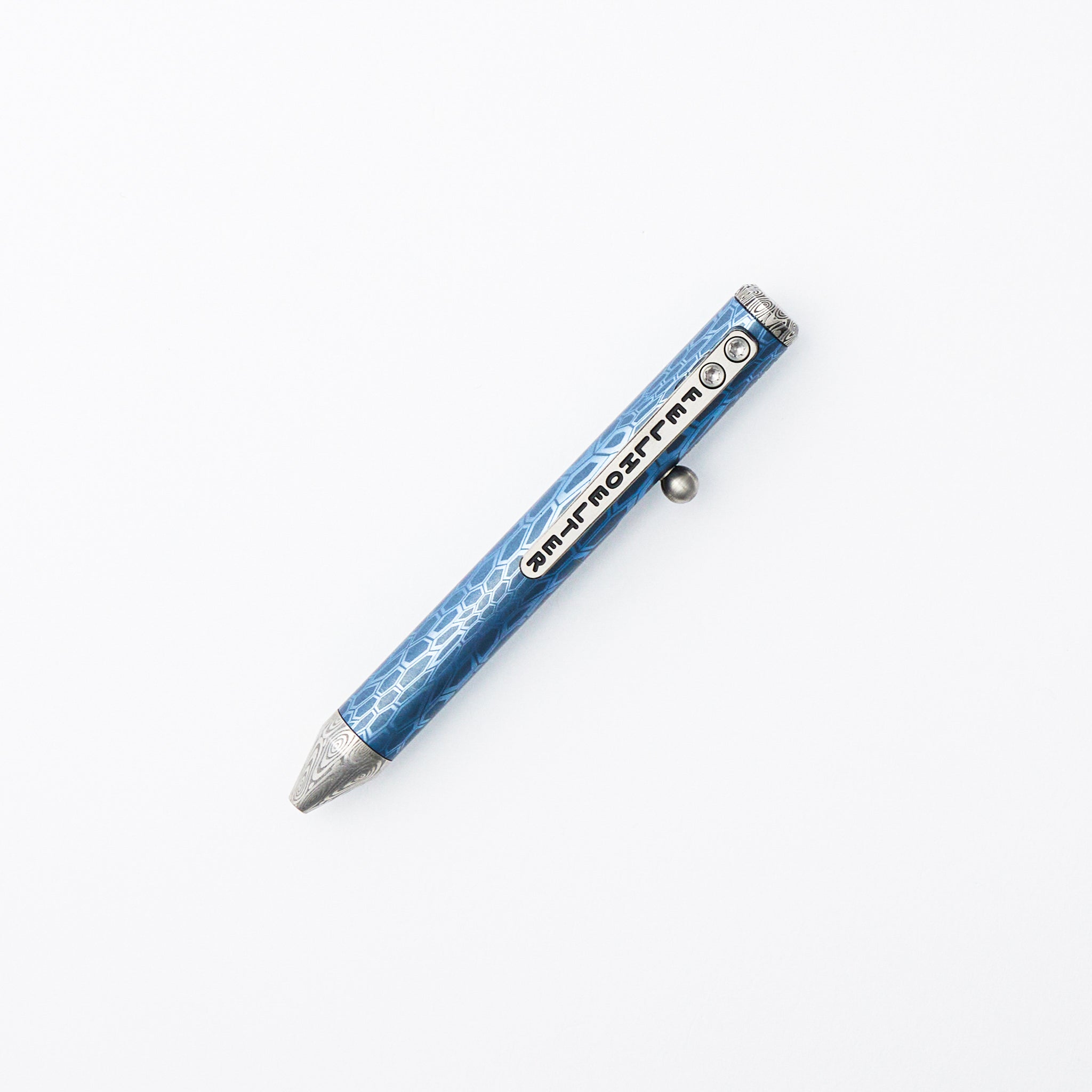 Cptn Axel TinyBolt Pen – Ice Blue Kryptex W/ Damasteel