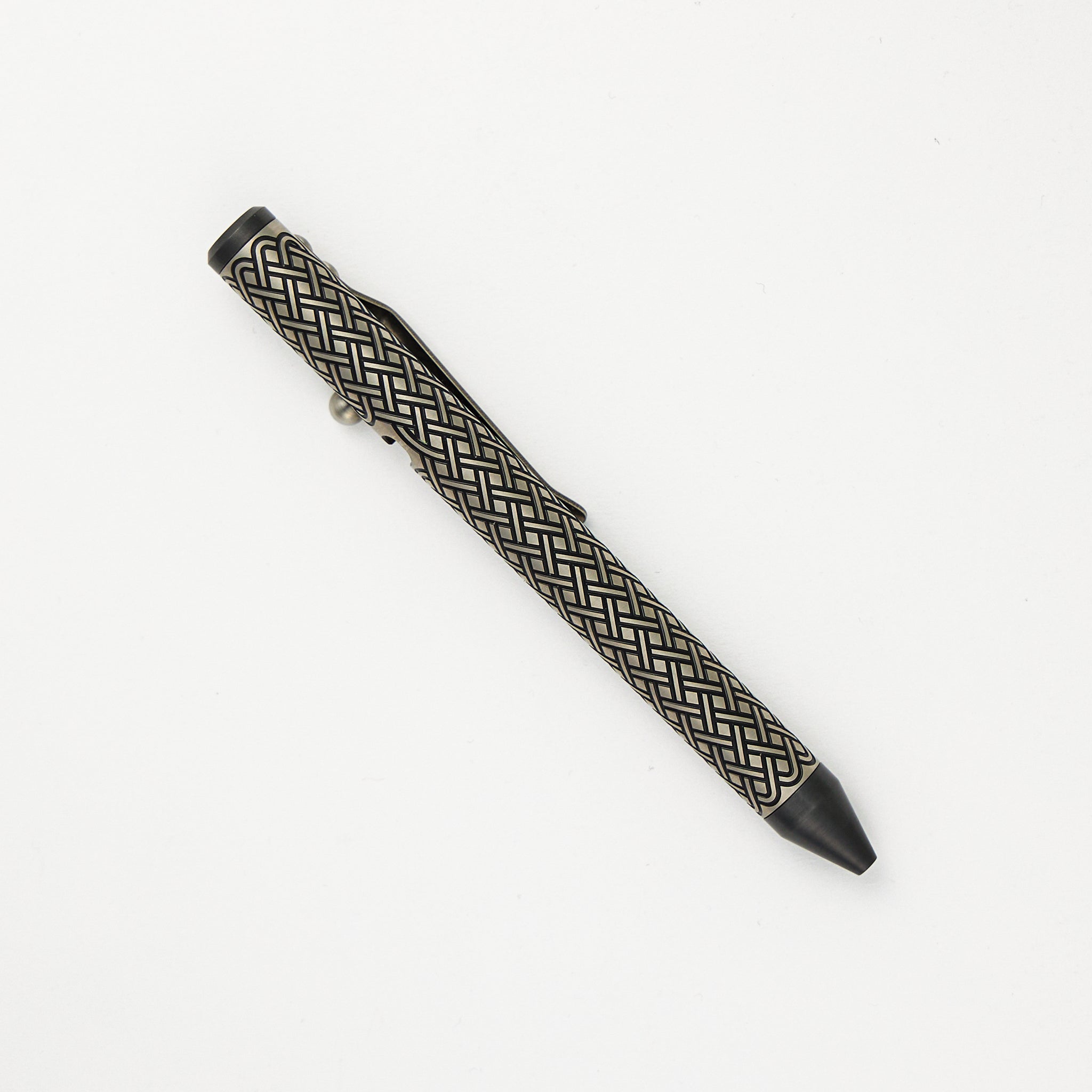 Fellhoelter/Cptn Axel G2 TiBolt Pen – "Tuxedo" Titanium Celtic With Zirconium