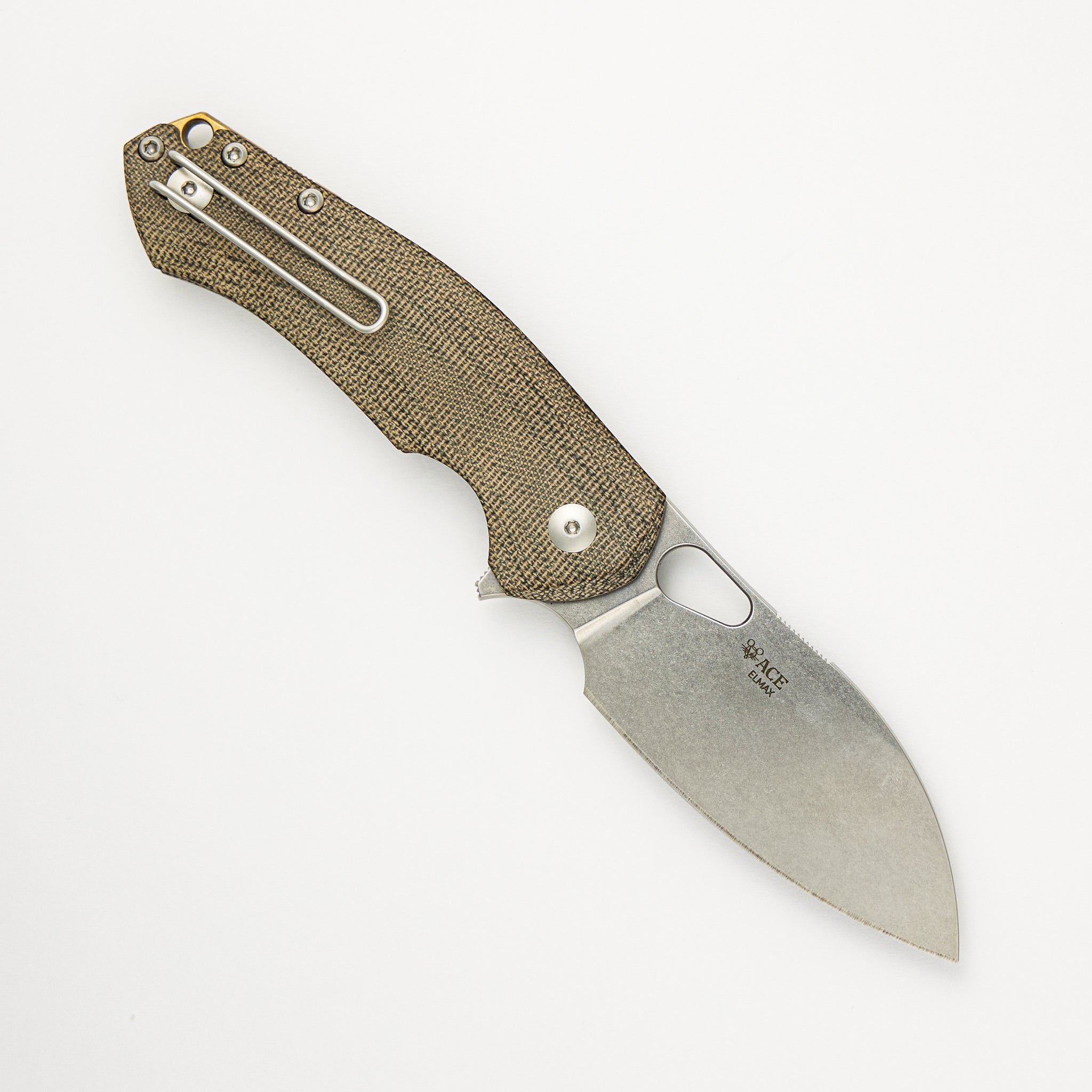 GiantMouse ACE Biblio XL - Green Canvas Micarta - Stonwashed