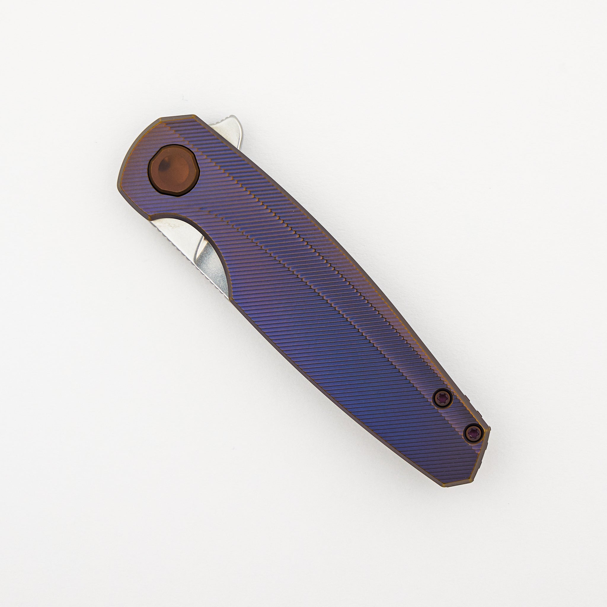 Morpheus Liner Lock - Pinstripes/Burnished/Anodized Titanium Handle - Stonewashed MagnaCut Blade