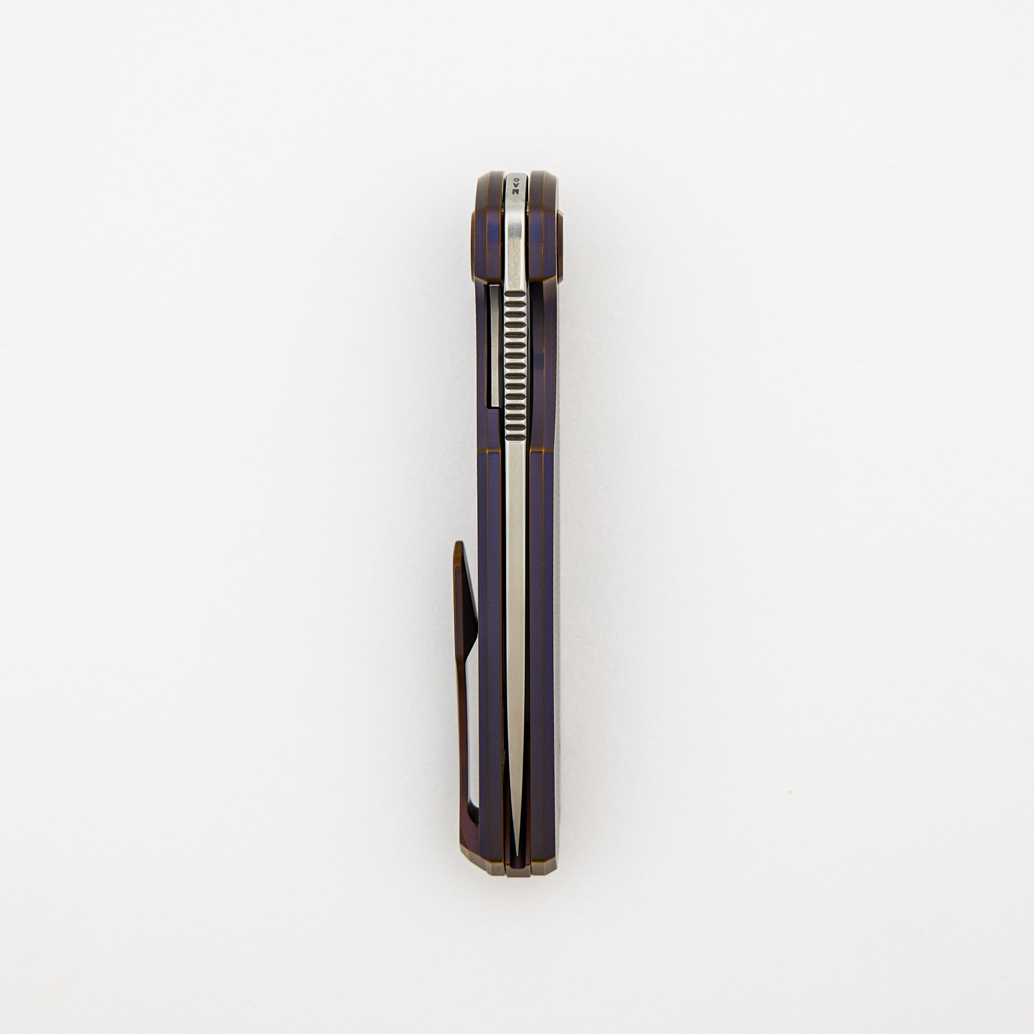 Morpheus Liner Lock - Pinstripes/Burnished/Anodized Titanium Handle - Stonewashed MagnaCut Blade