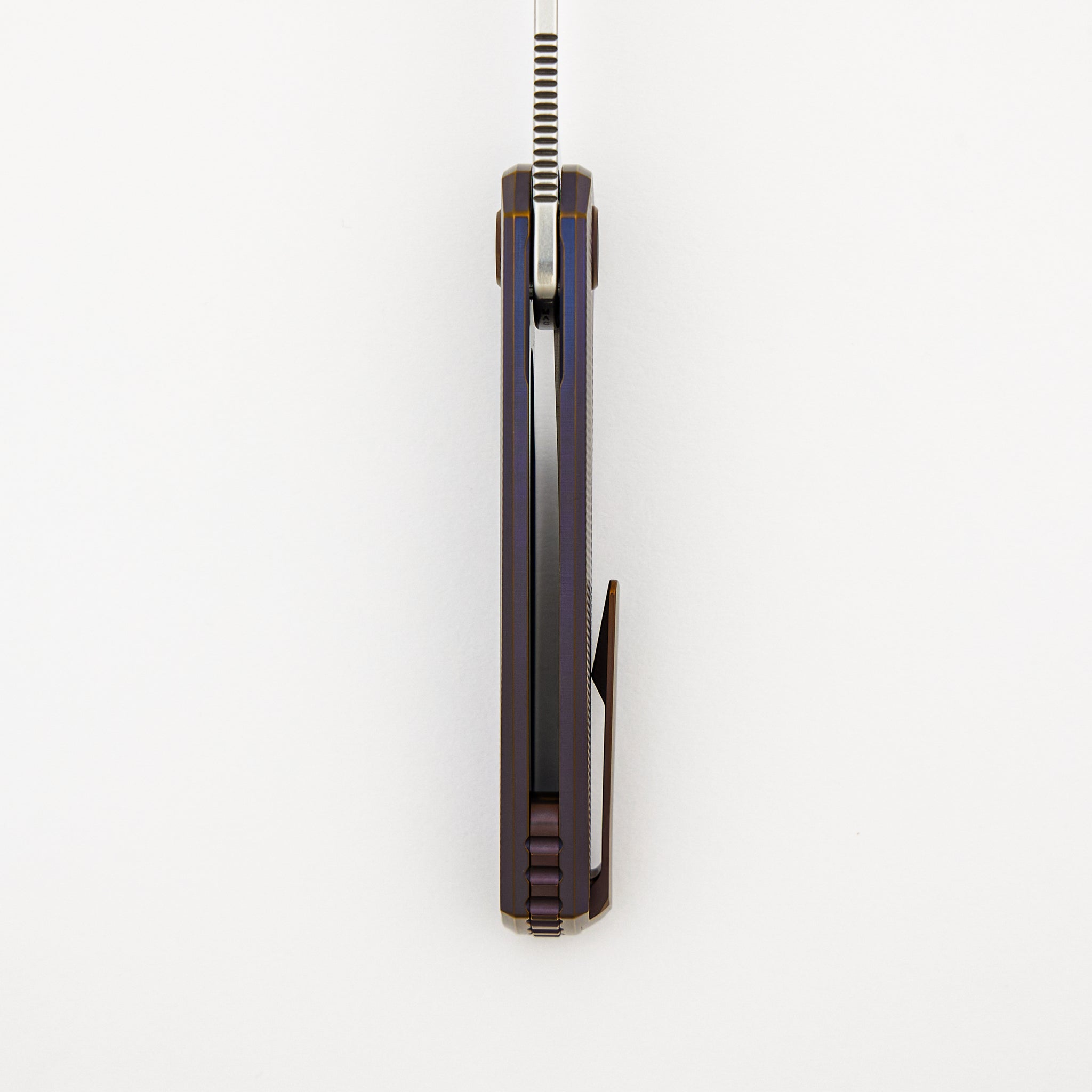 Morpheus Liner Lock - Pinstripes/Burnished/Anodized Titanium Handle - Stonewashed MagnaCut Blade