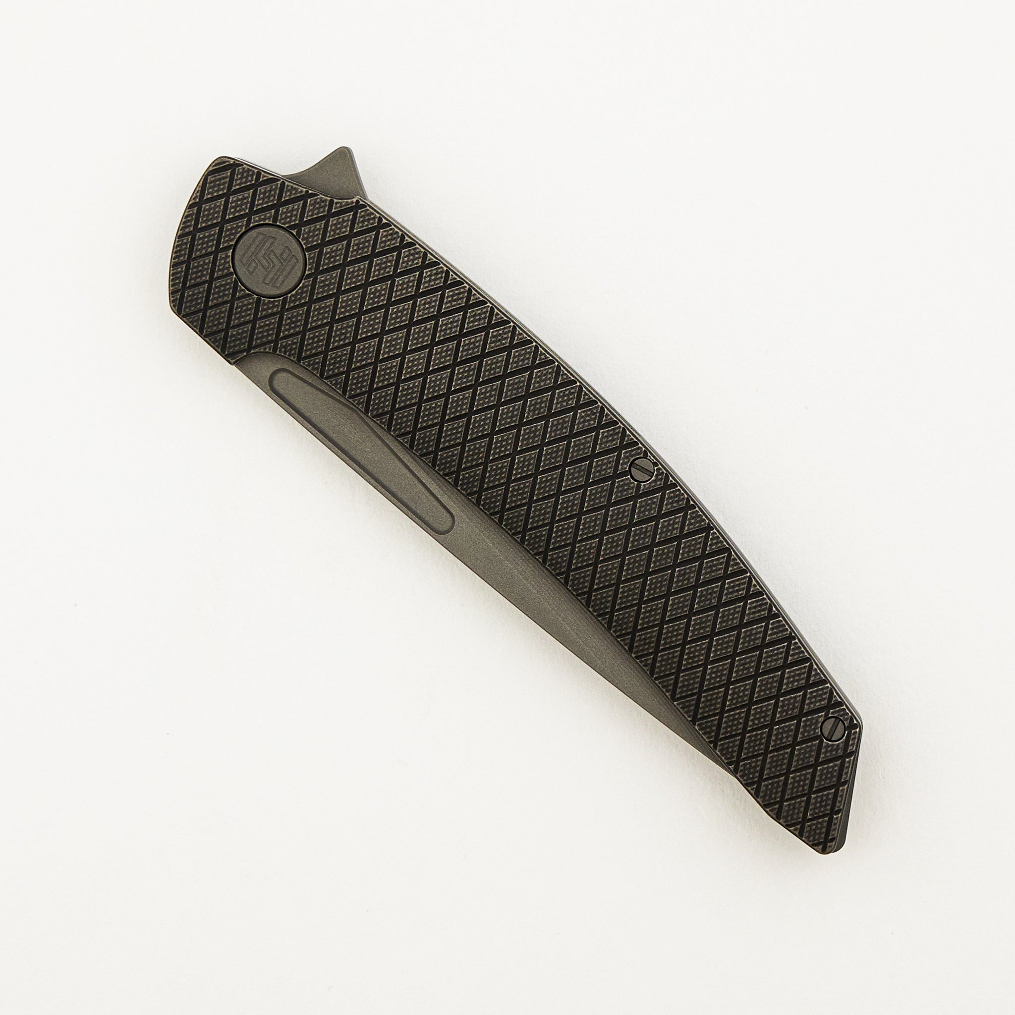 Model T Gen. 2 - Titanium Handle W/ Salmiakki Milling - RWL-34 Blade - Blasted Accents